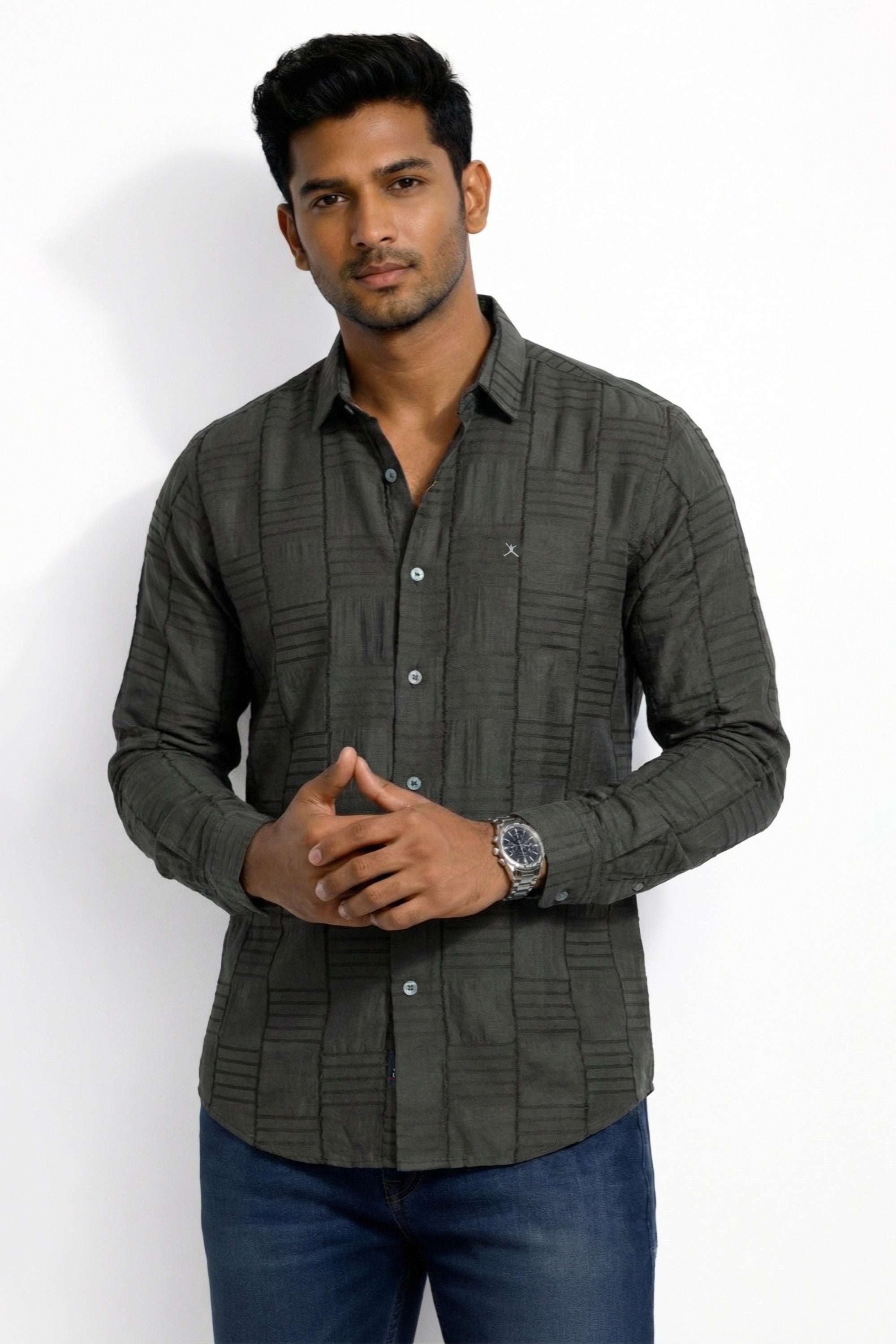 Slim Fit Cotton Plain L/S Shirt