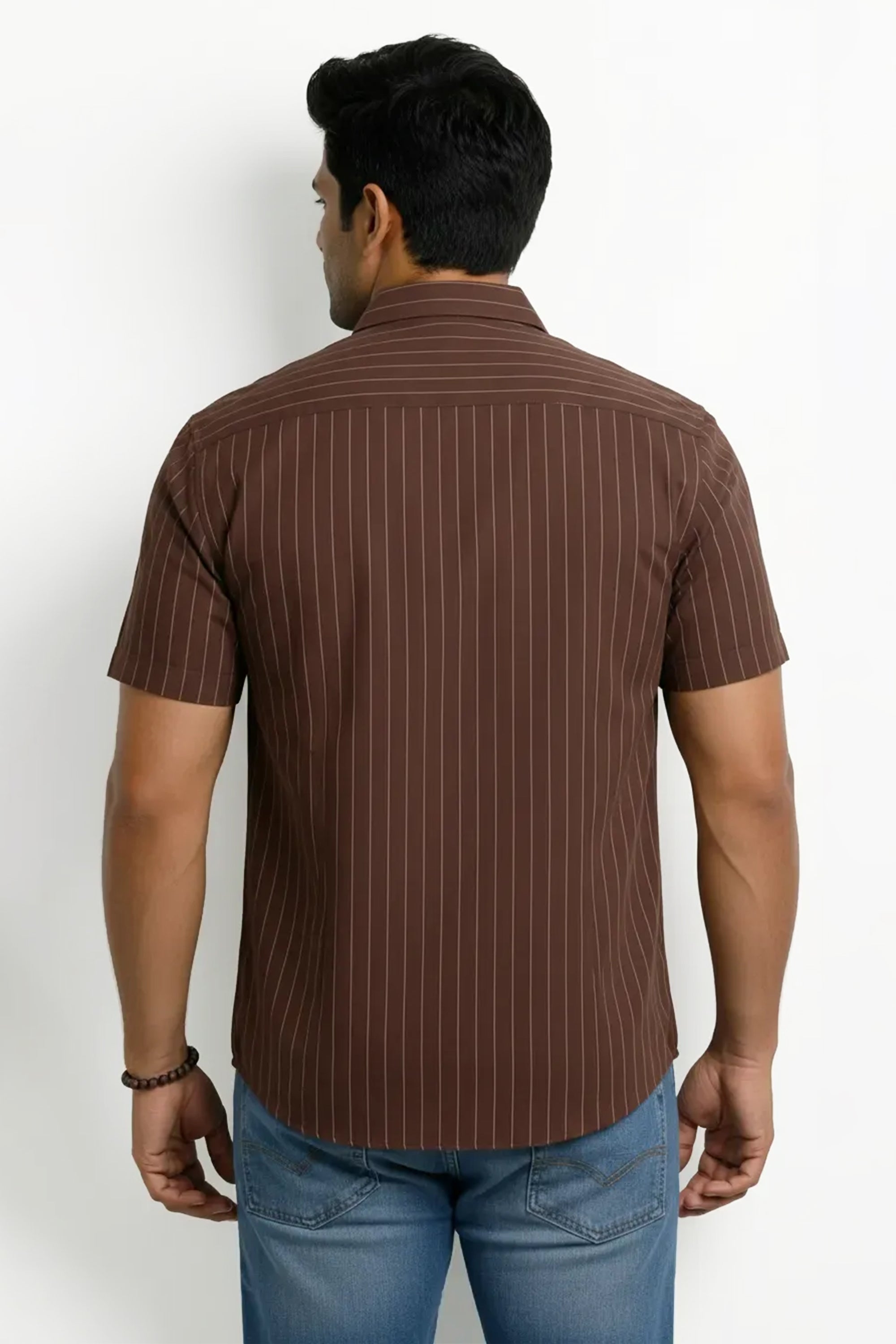 Slim Fit Cotton Linen Stripes S/S Shirt