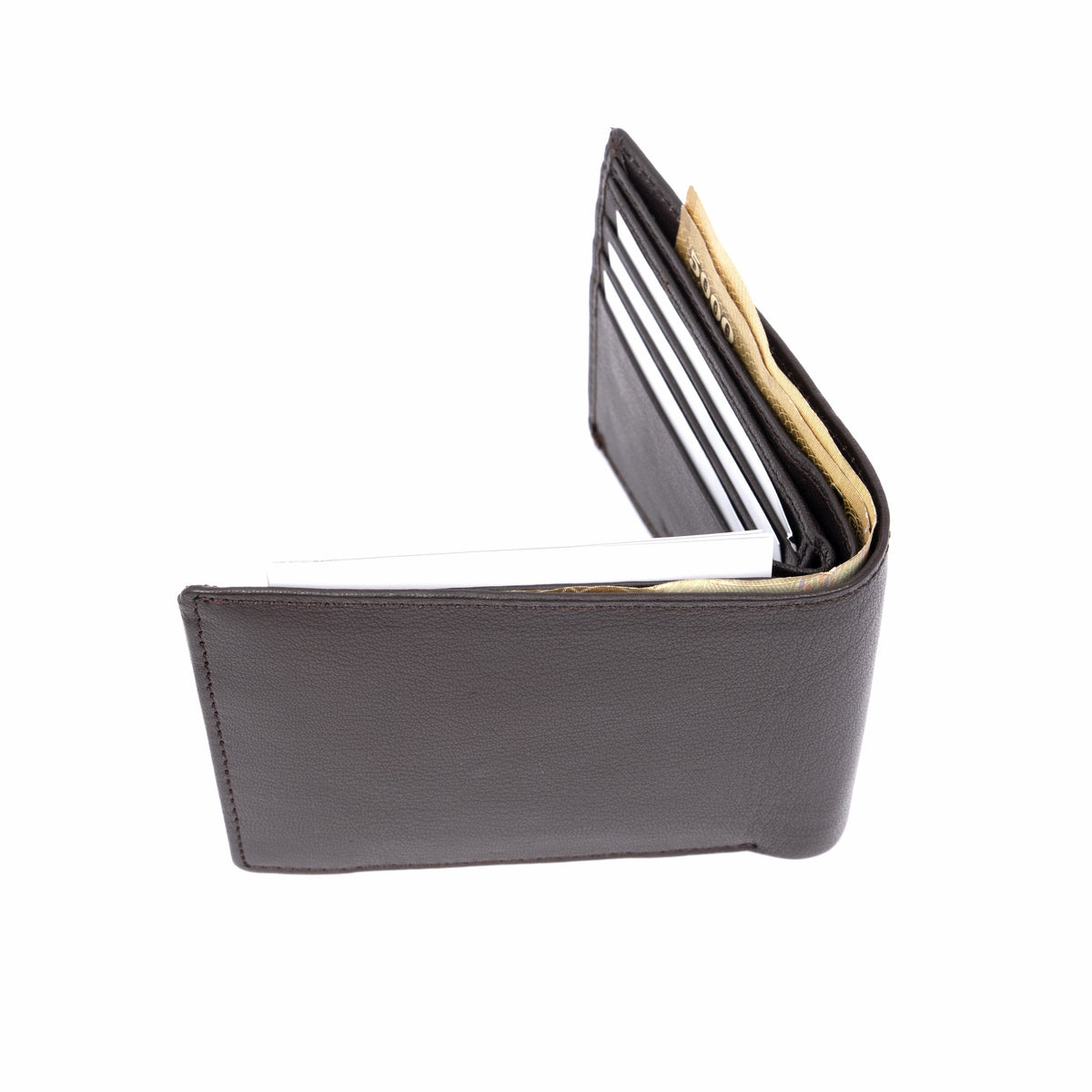 Genuine Leather Coin Pocket Wallet - Coffee Brown