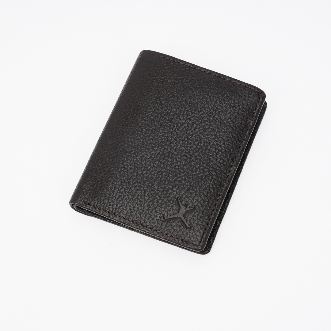 Genuine Pebbled Leather RFID Hip Wallet - Coffee Brown