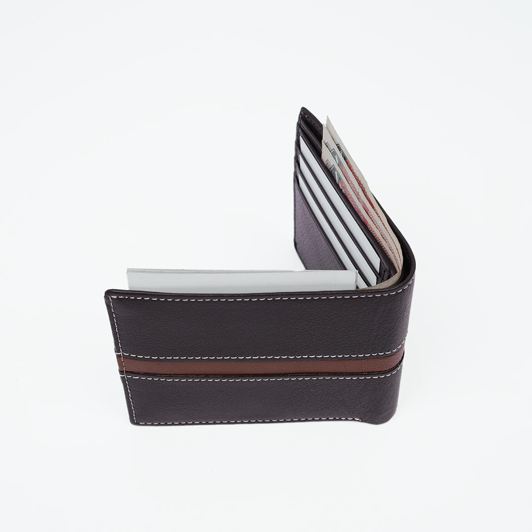Genuine Leather RFID Wallet - Coffee Brown