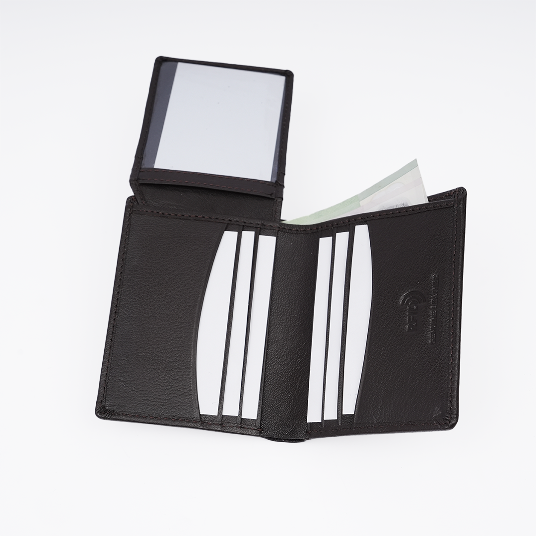 Genuine Leather RFID Hip Wallet - Coffee Brown