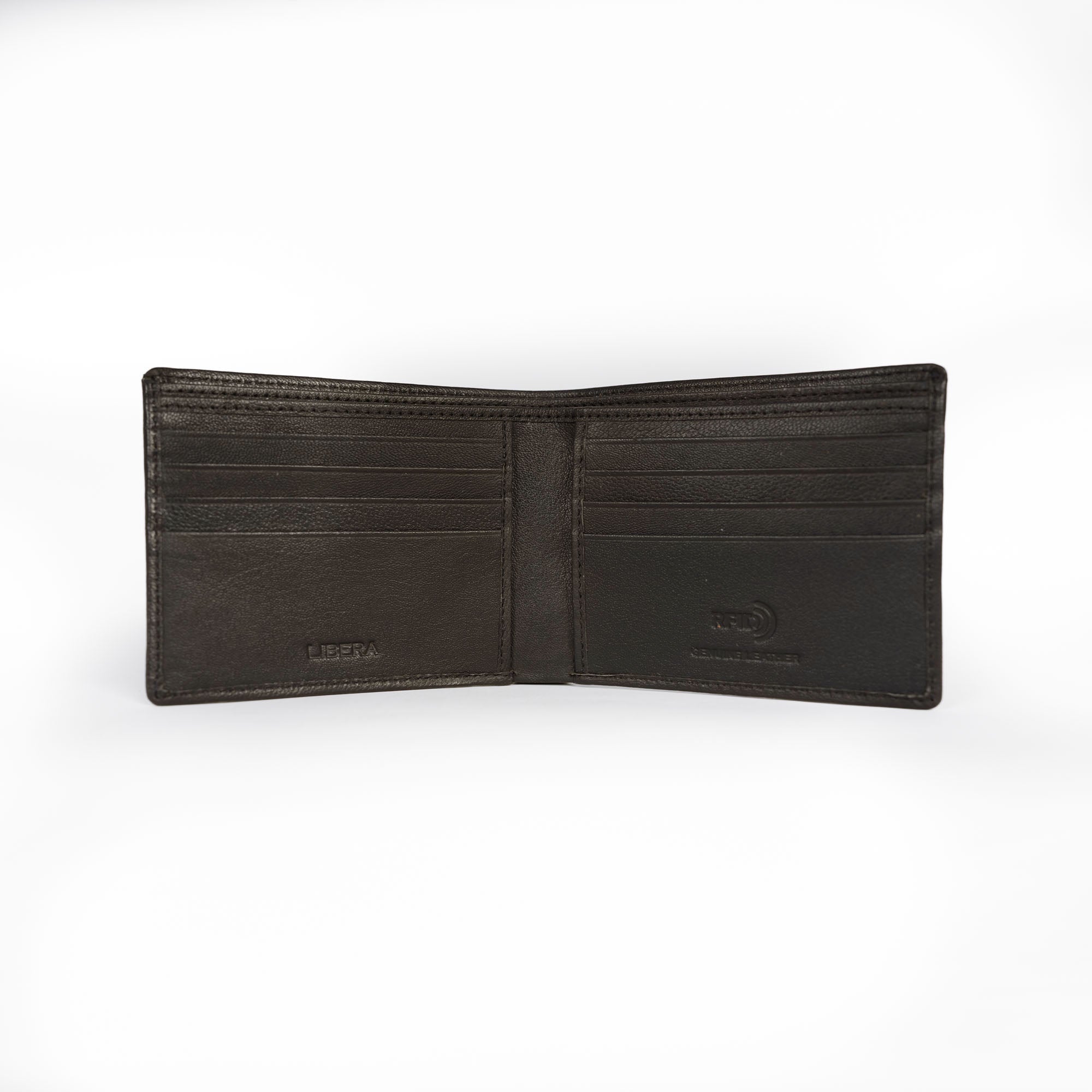 Genuine Leather RFID Wallet - Coffee Brown