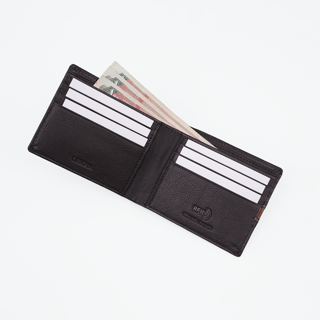 Genuine Leather RFID Wallet - Coffee Brown