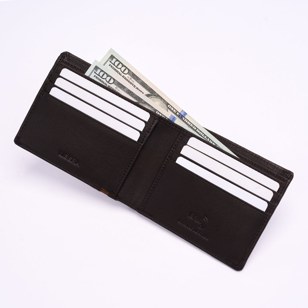 Genuine Leather RFID Wallet - Coffee Brown