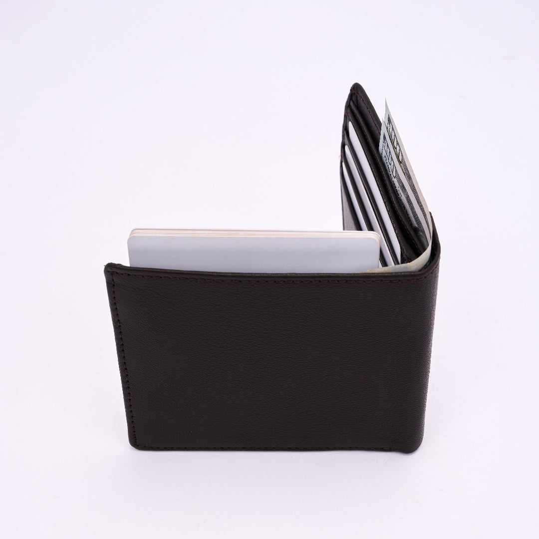 Genuine Leather RFID Wallet - Coffee Brown