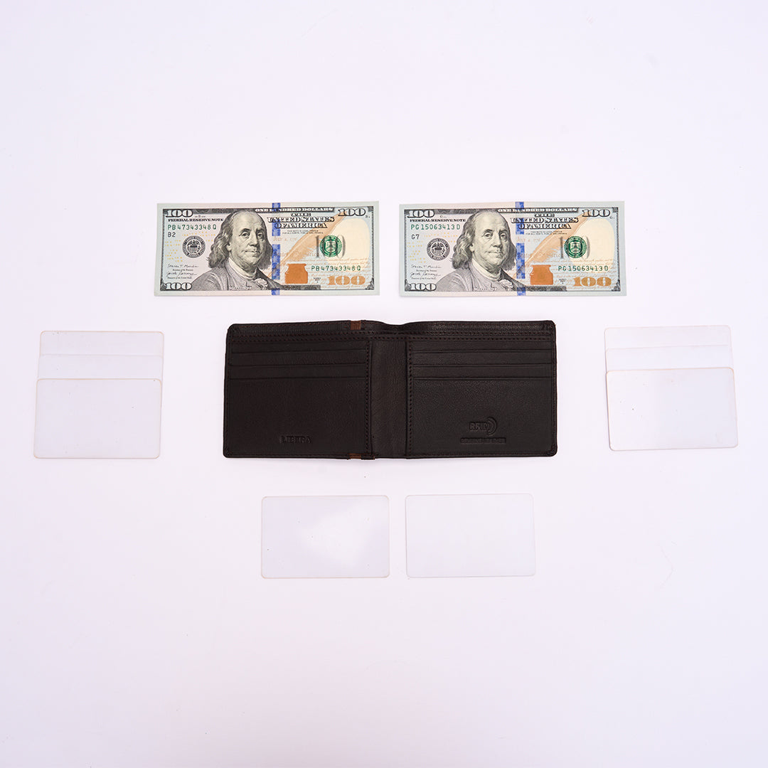 Genuine Leather RFID Wallet - Coffee Brown