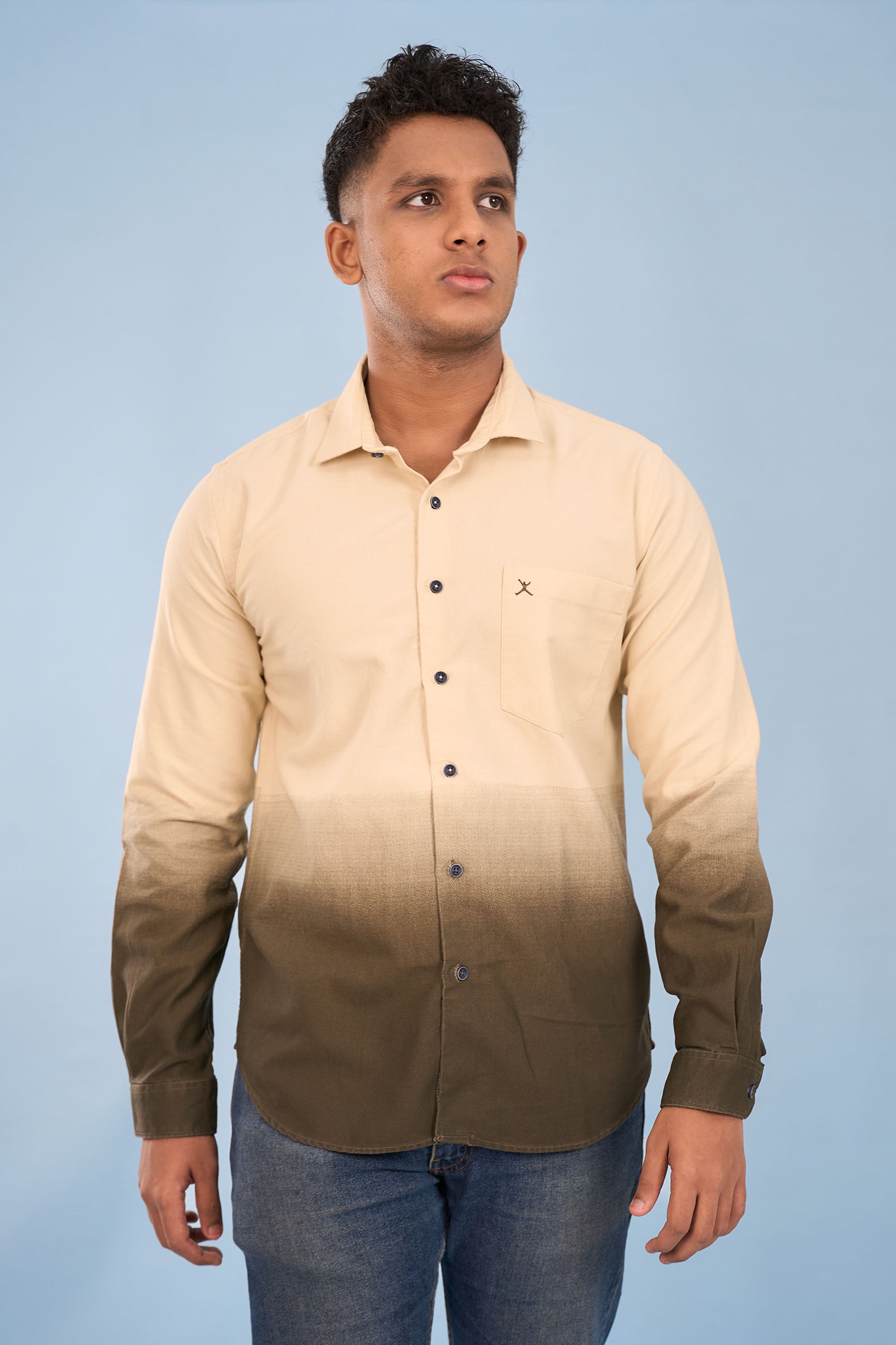 Slim Fit Ombre Plain Shirt - L/S