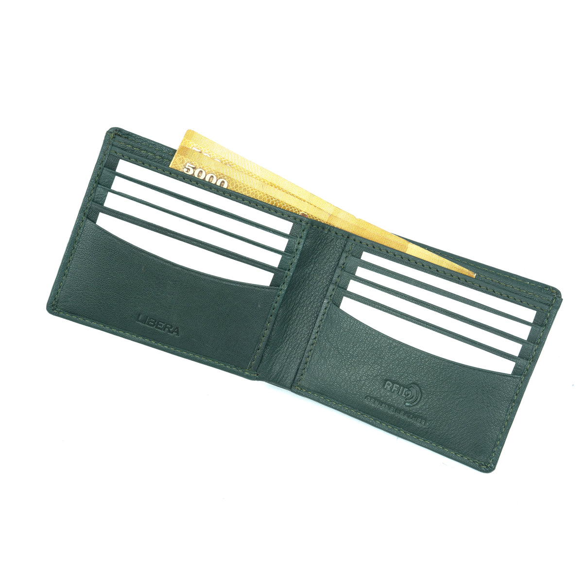 Genuine Leather RFID Wallet - Green