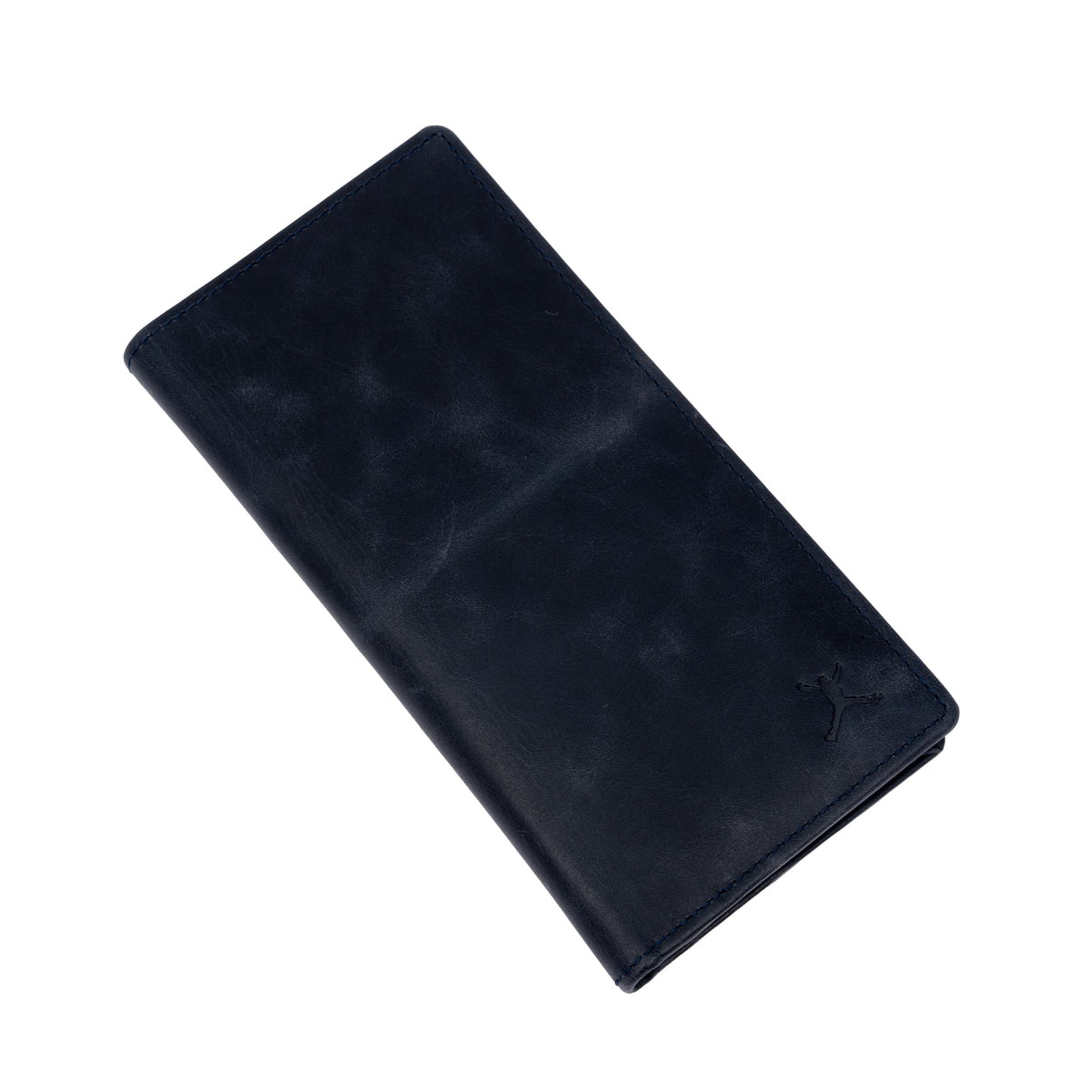 Italian Leather RFID Long Wallet - Navy Blue