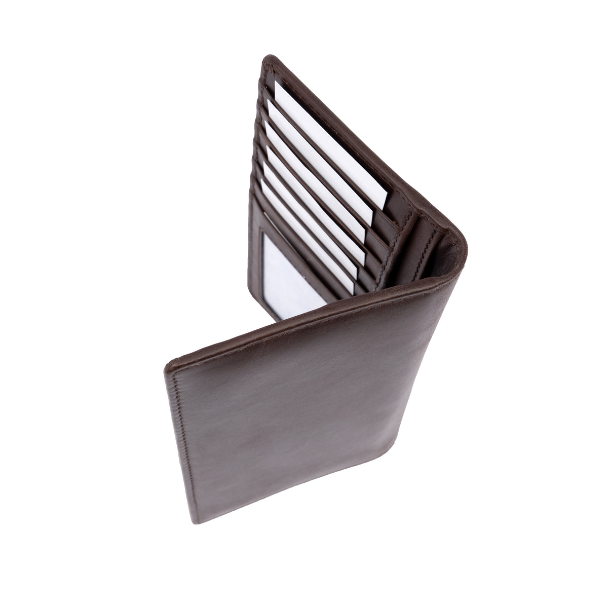 Italian Leather RFID Long Wallet - Coffee Brown
