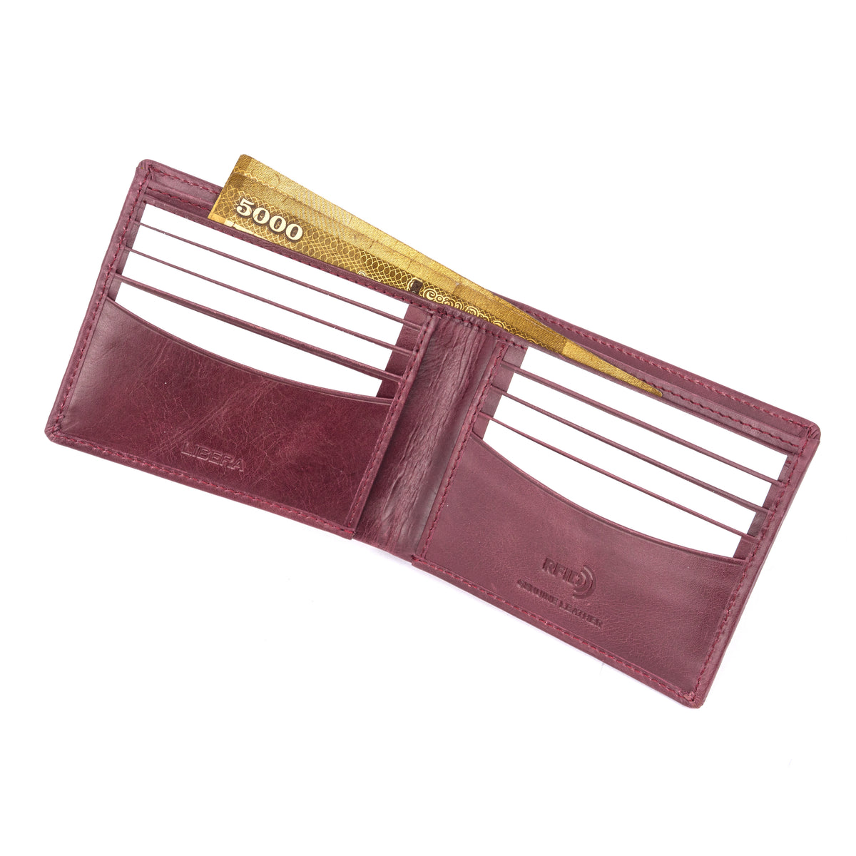 Italian Leather RFID Wallet - Burgundy