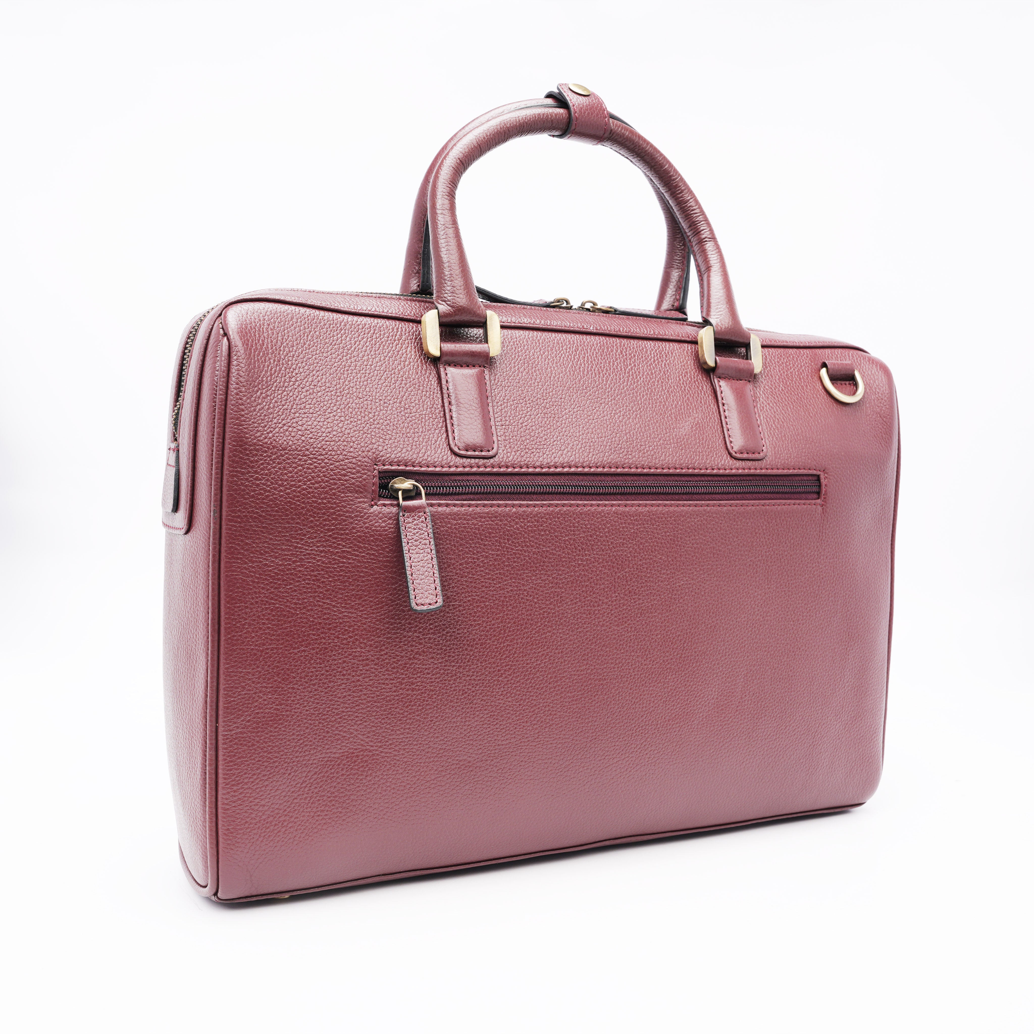 Italian Leather Executive Bag - Red Brown