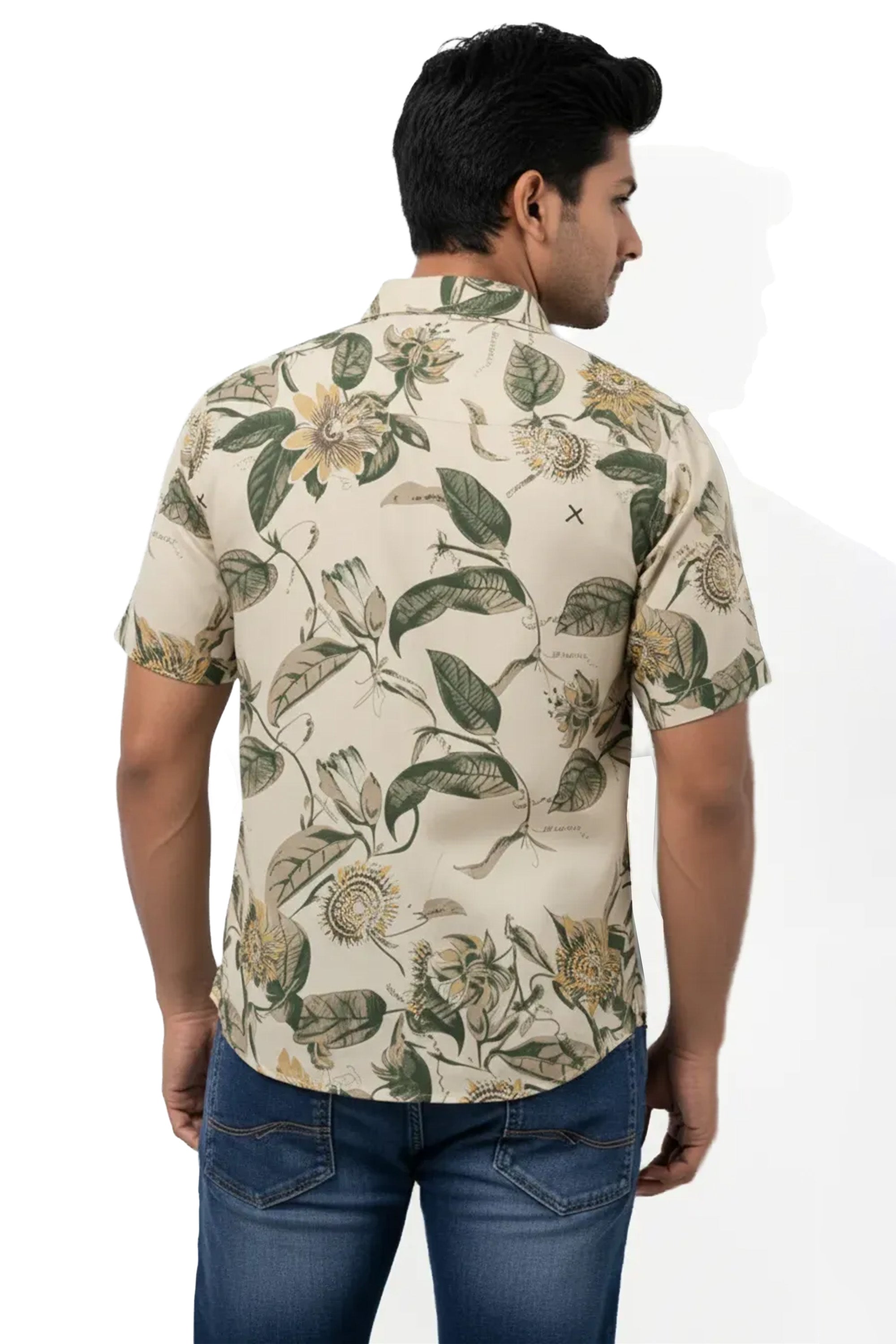 Slim Fit Cotton Linen Printed L/S Shirt