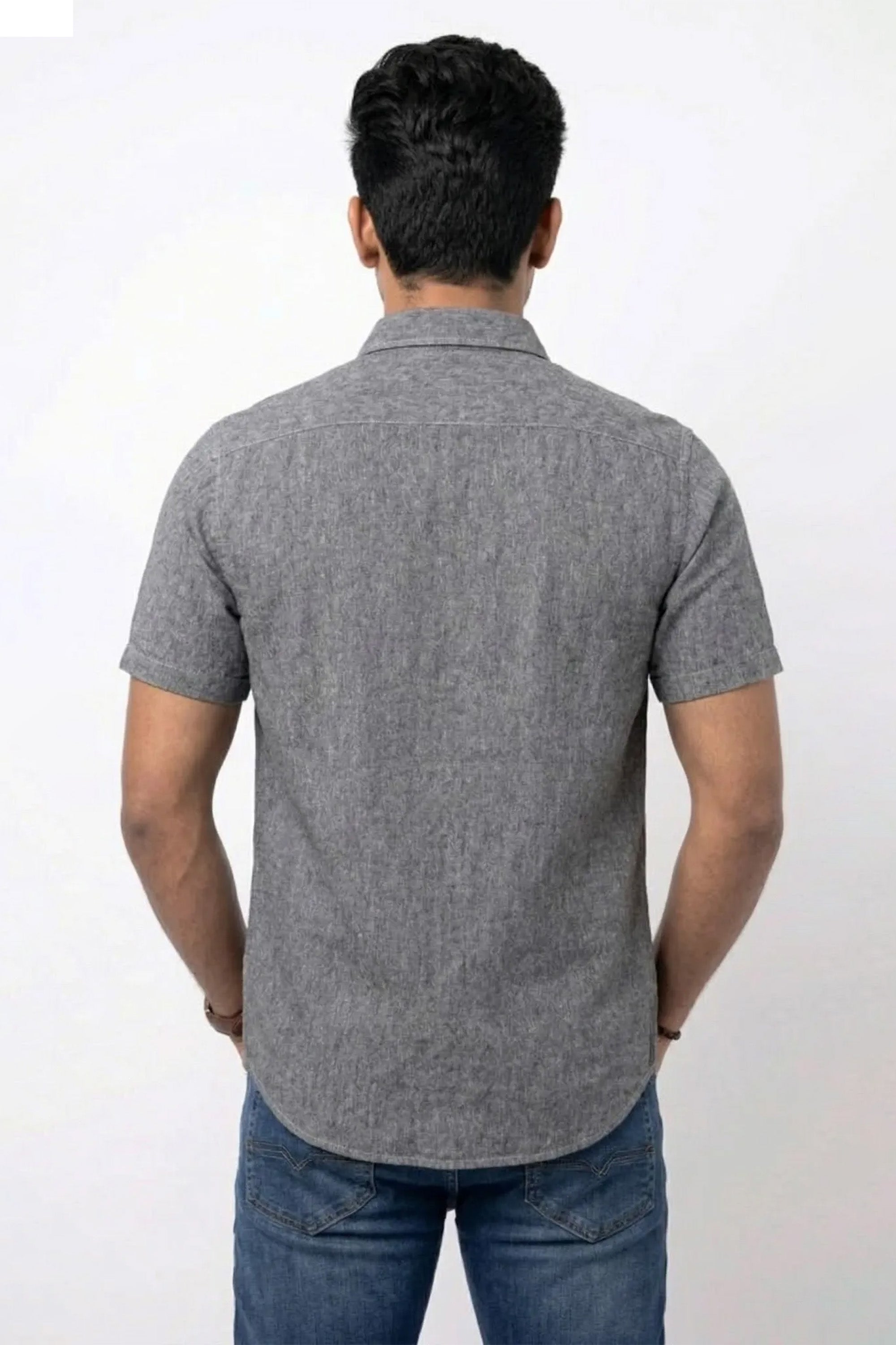 Slim Fit Cotton Linen Plain S/S Shirt