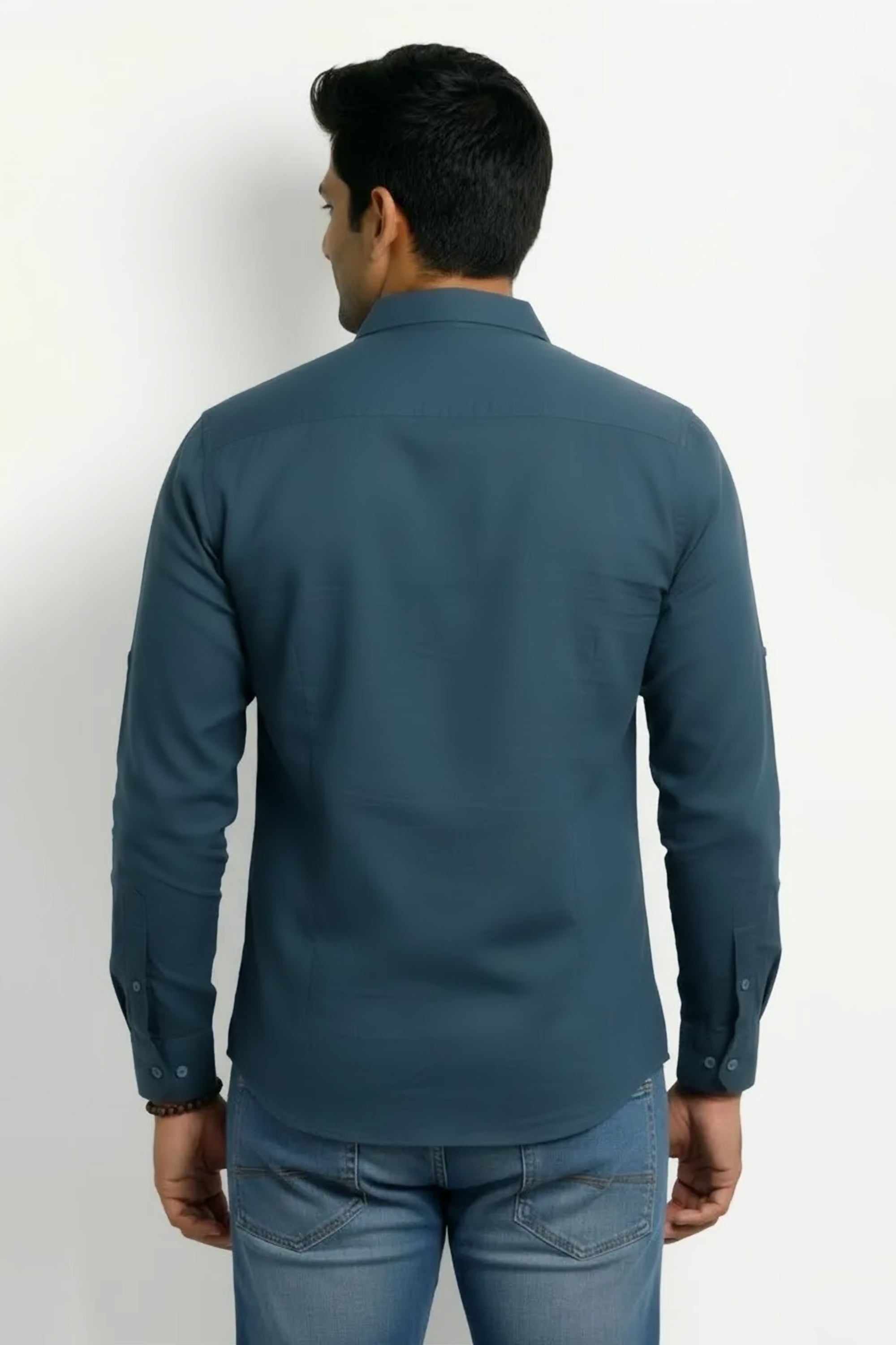 Slim Fit Cotton Double Pocket L/S Shirt