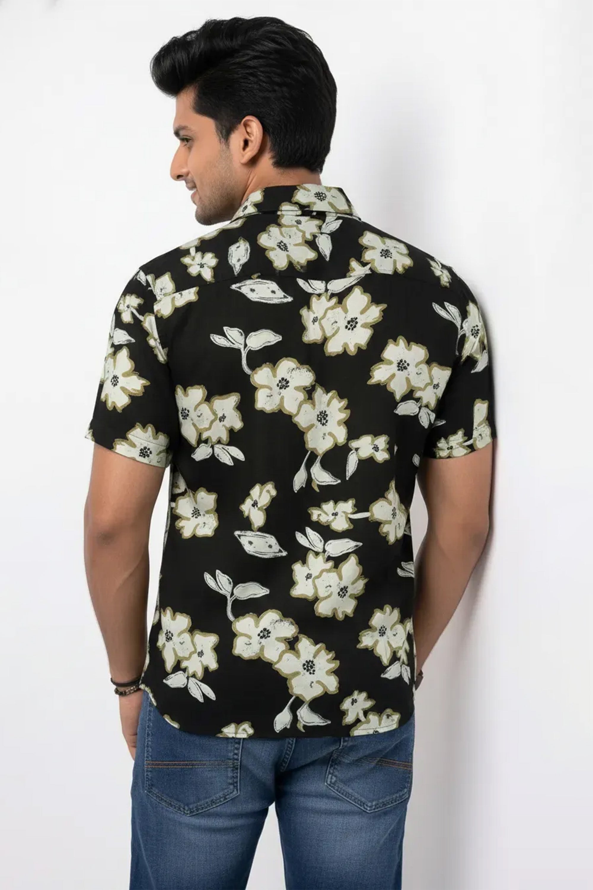 Slim Fit Cotton Linen Printed L/S Shirt