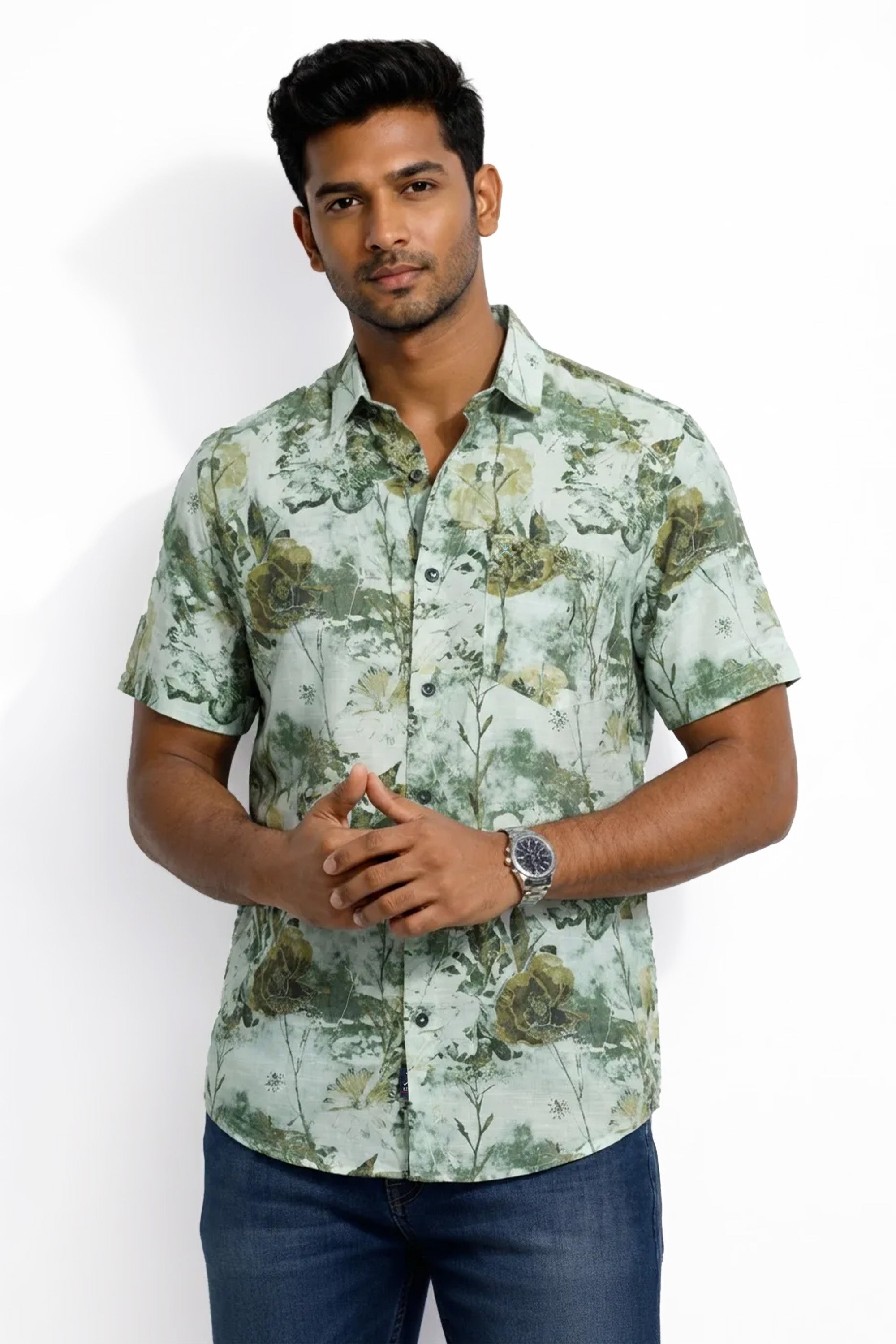 Slim Fit Cotton Printed S/S Shirt