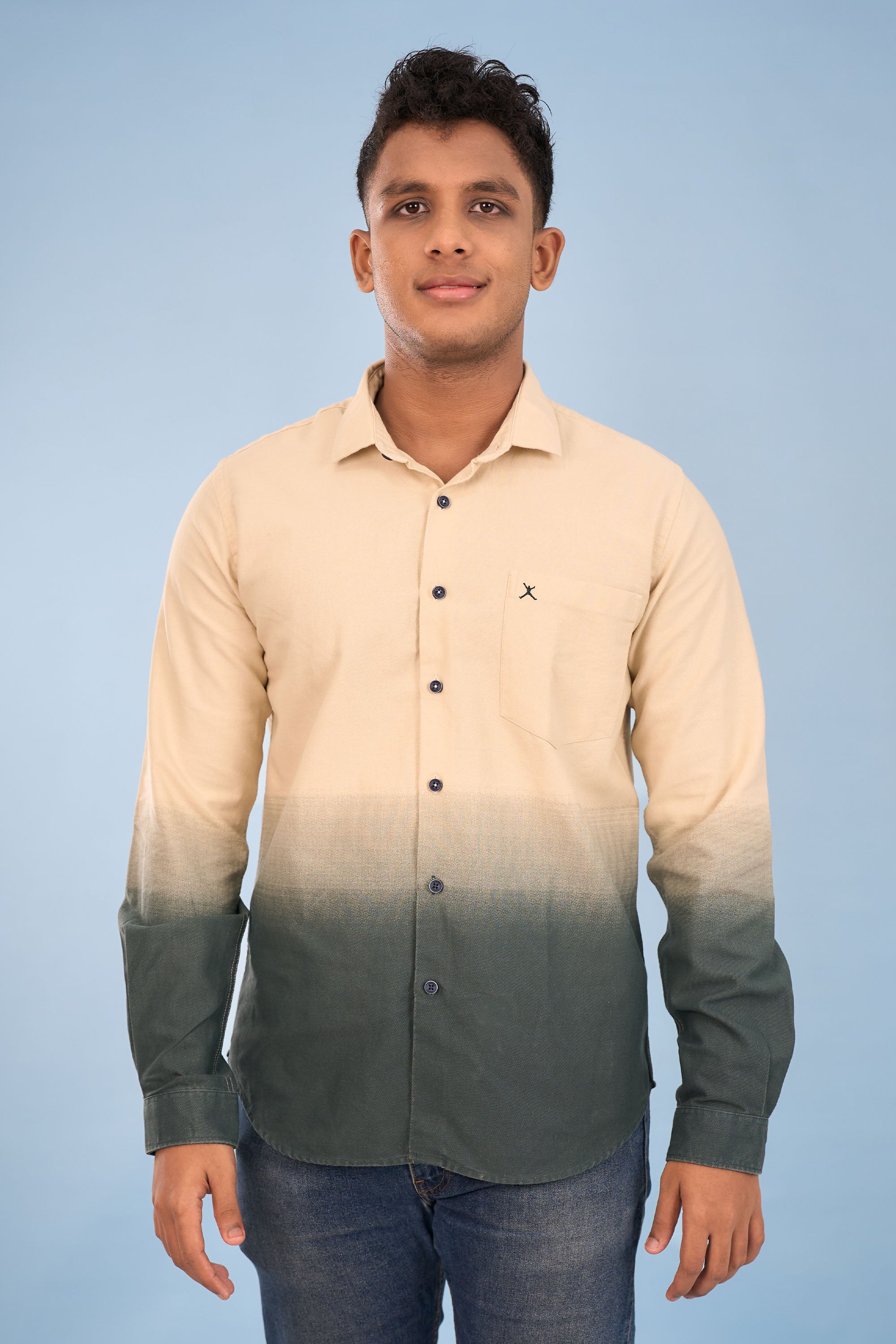Slim Fit Ombre Plain Shirt - L/S
