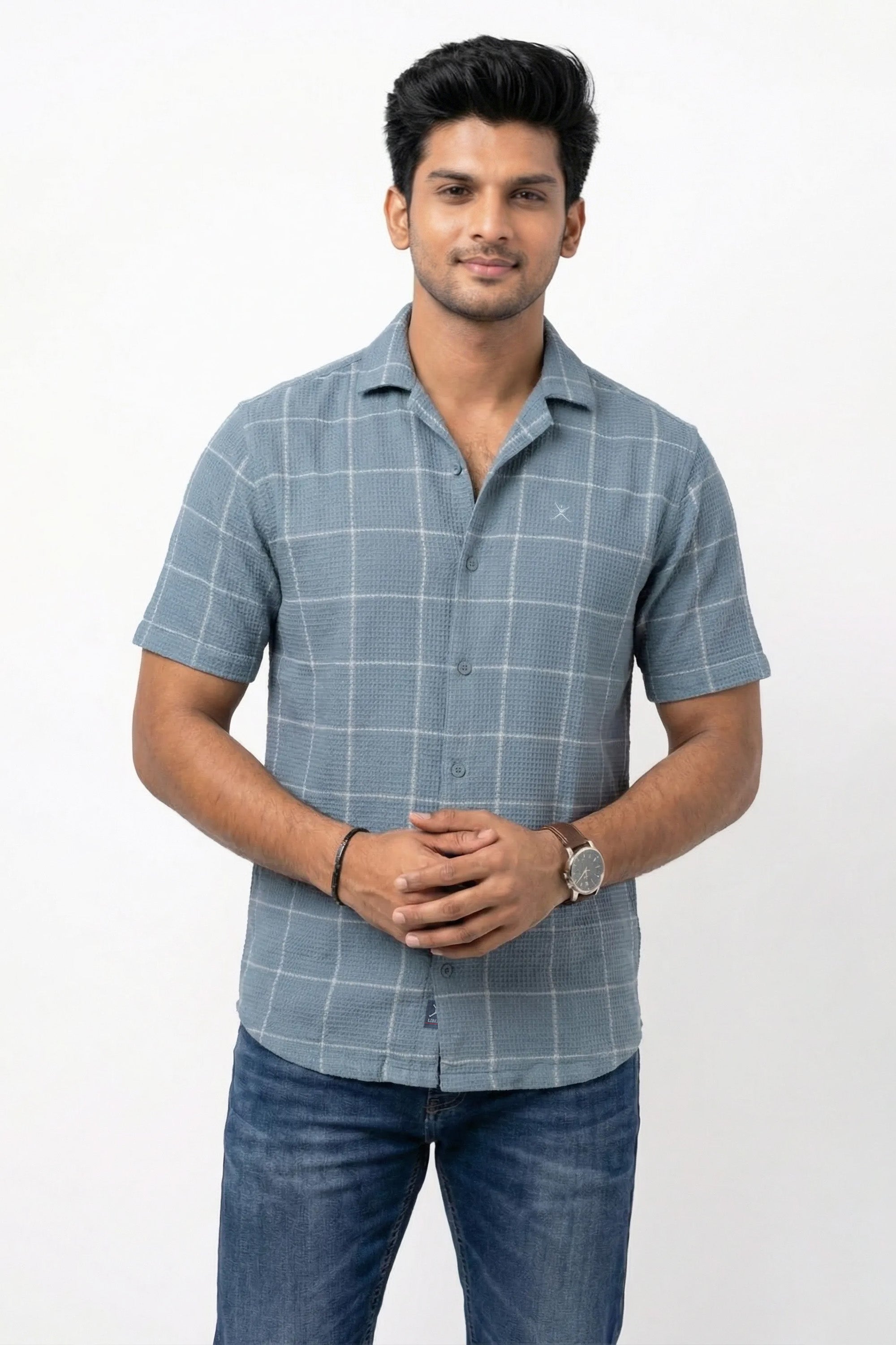 Slim Fit Cotton Cotton Checks S/S Shirt