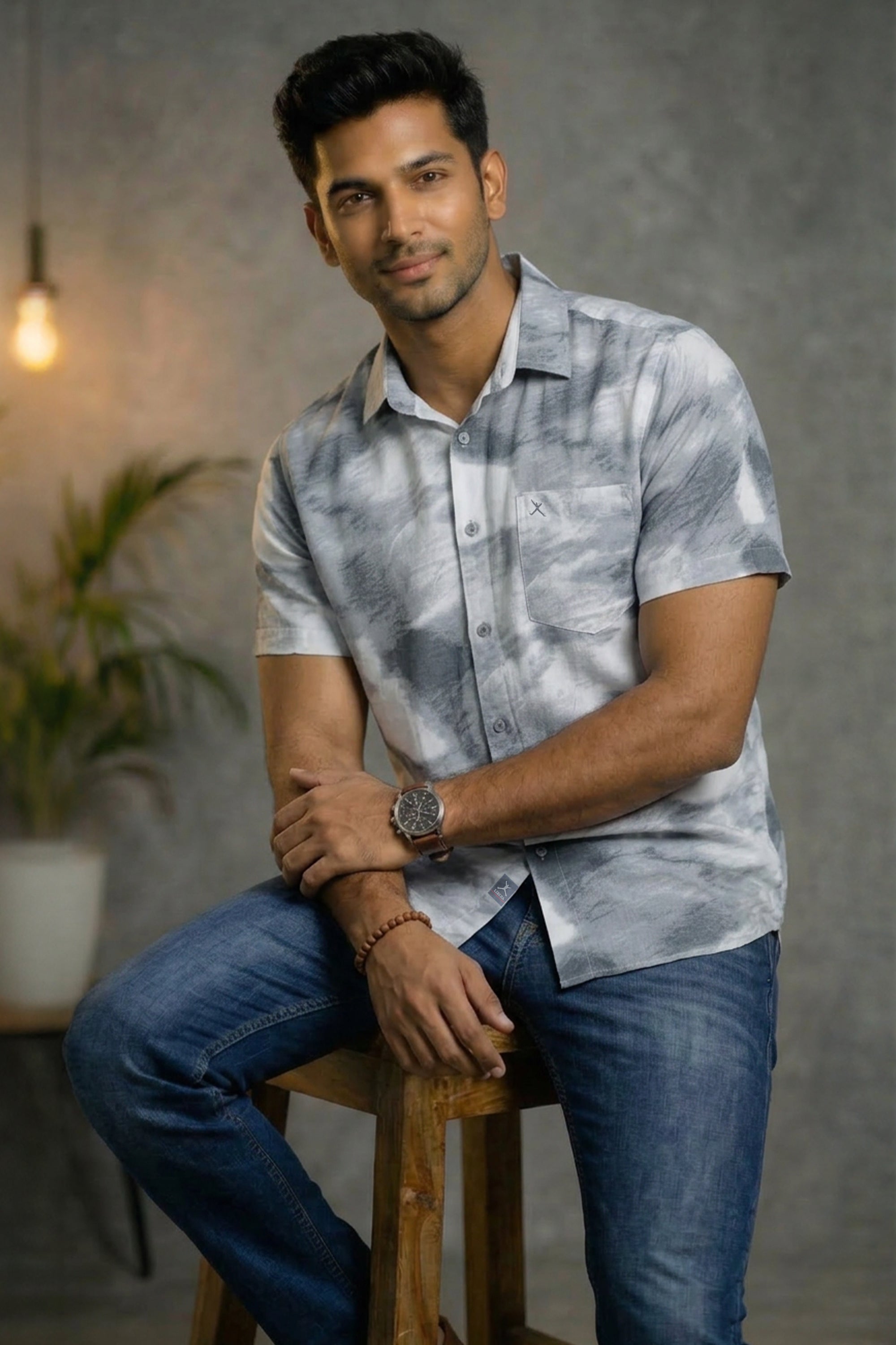Slim Fit Cotton Printed S/S Shirt