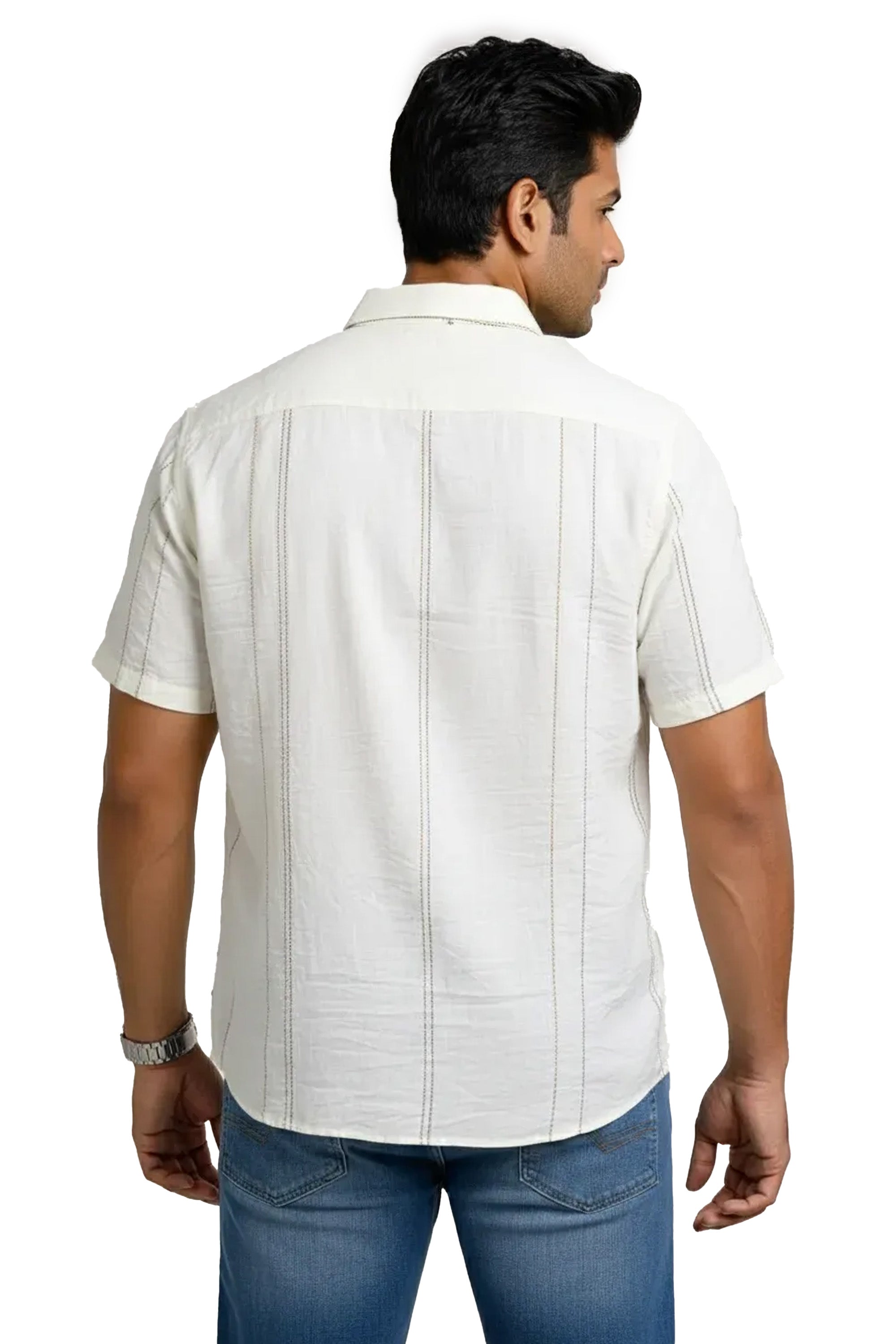 Slim Fit Cotton Linen Printed S/S Shirt