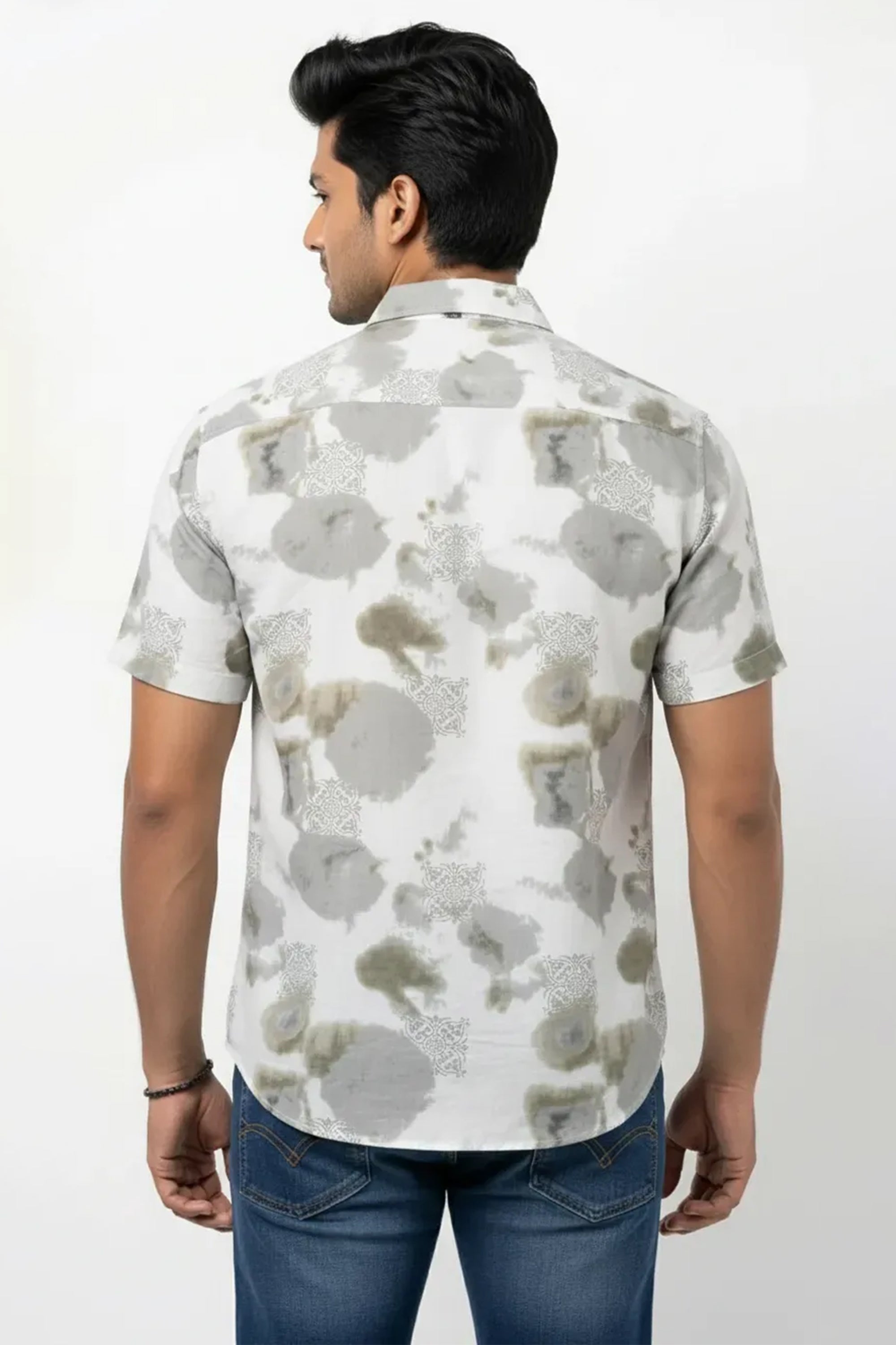 Slim Fit Cotton Linen Printed L/S Shirt