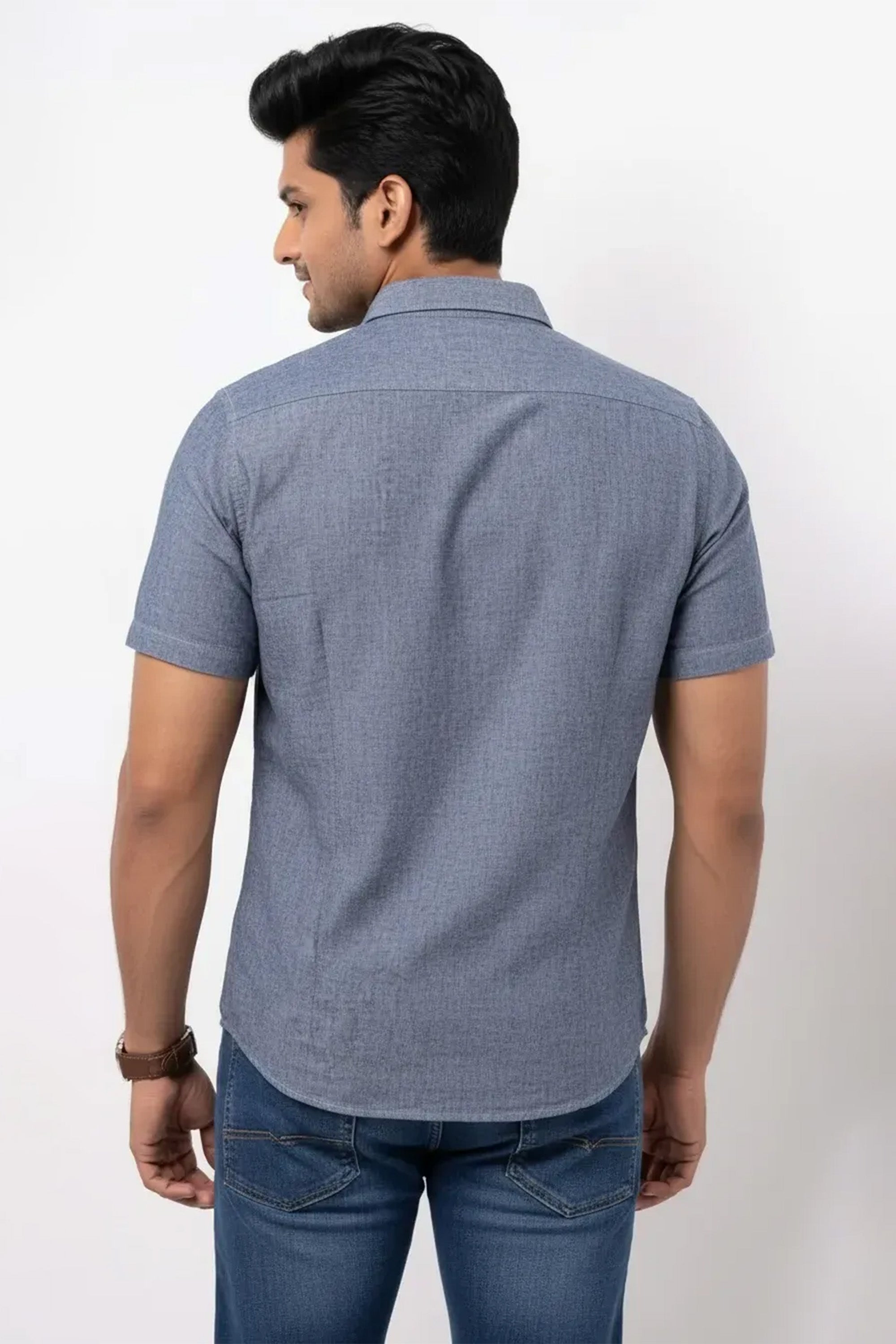 Slim Fit Cotton Linen Plain S/S Shirt
