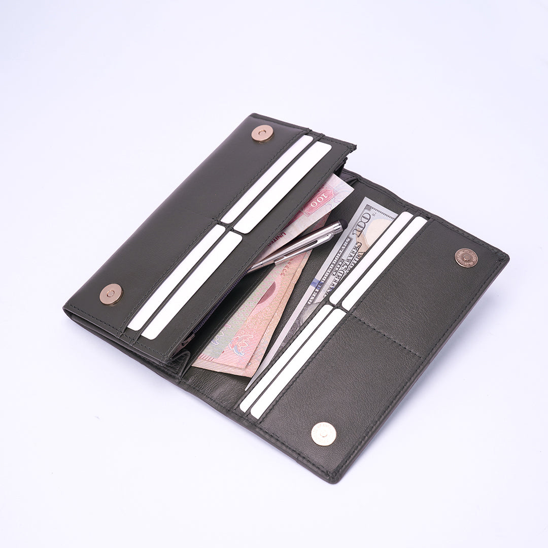 Genuine Leather Ladies Wallet - Light Grey