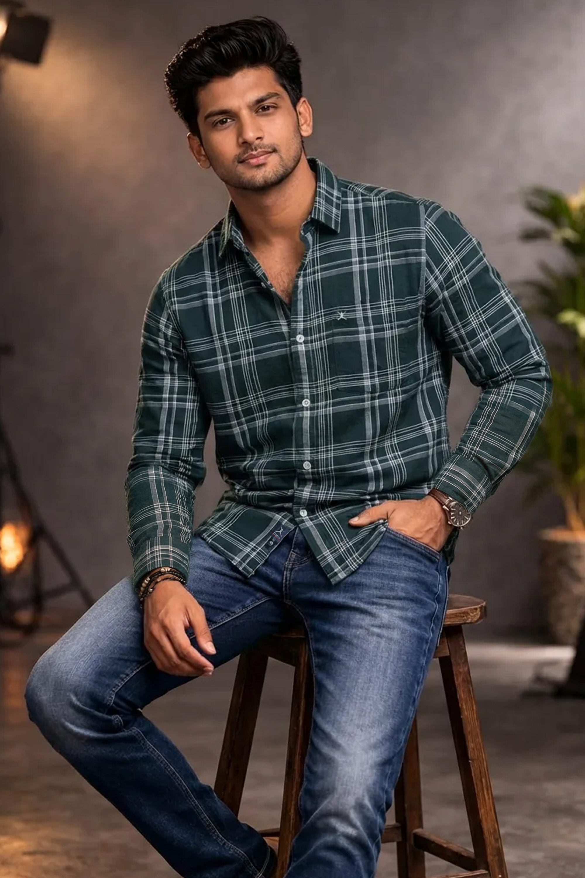 Slim Fit Cotton Check L/S Shirt