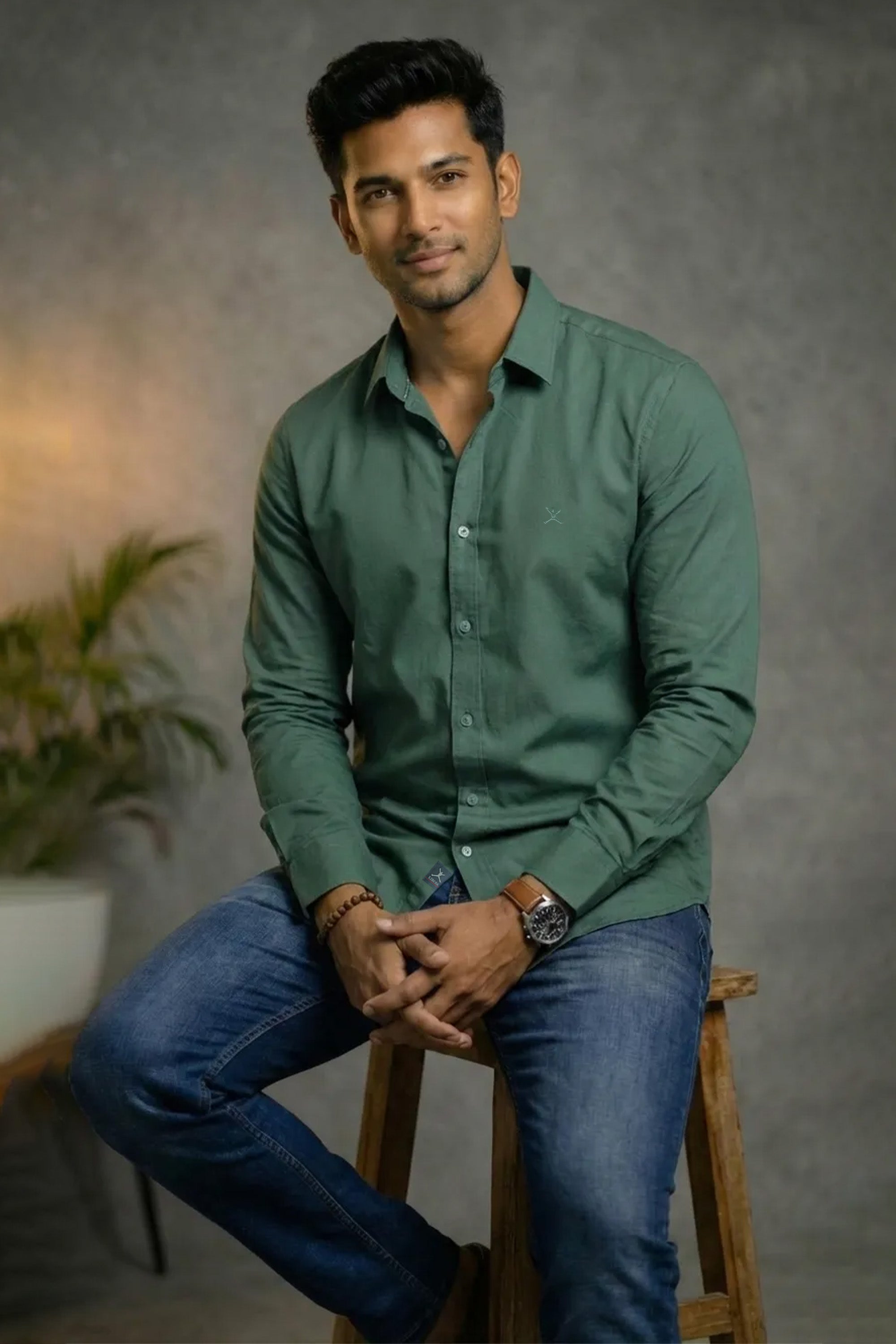 Slim Fit Cotton Plain L/S Shirt
