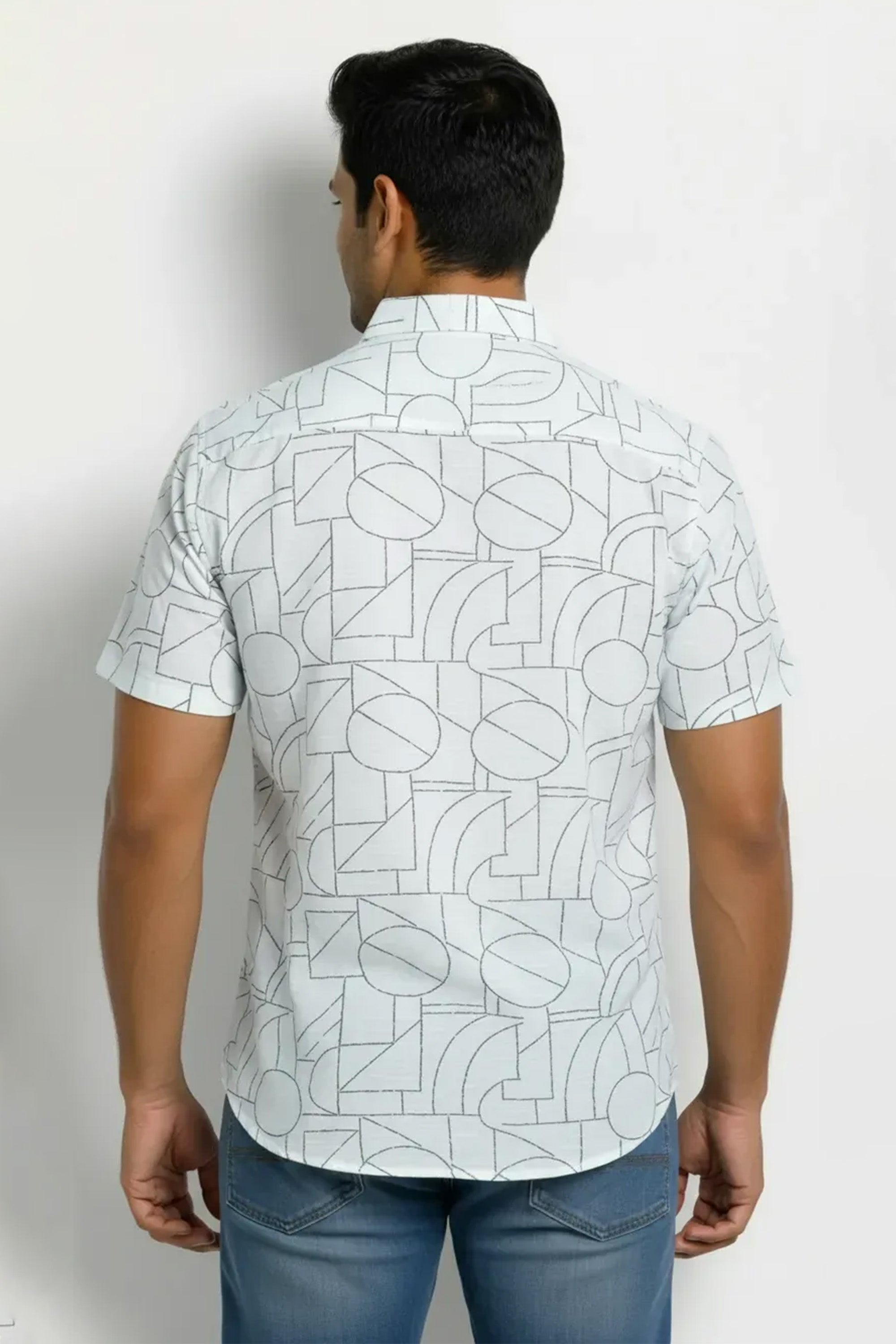 Slim Fit Cotton Linen Printed S/S Shirt