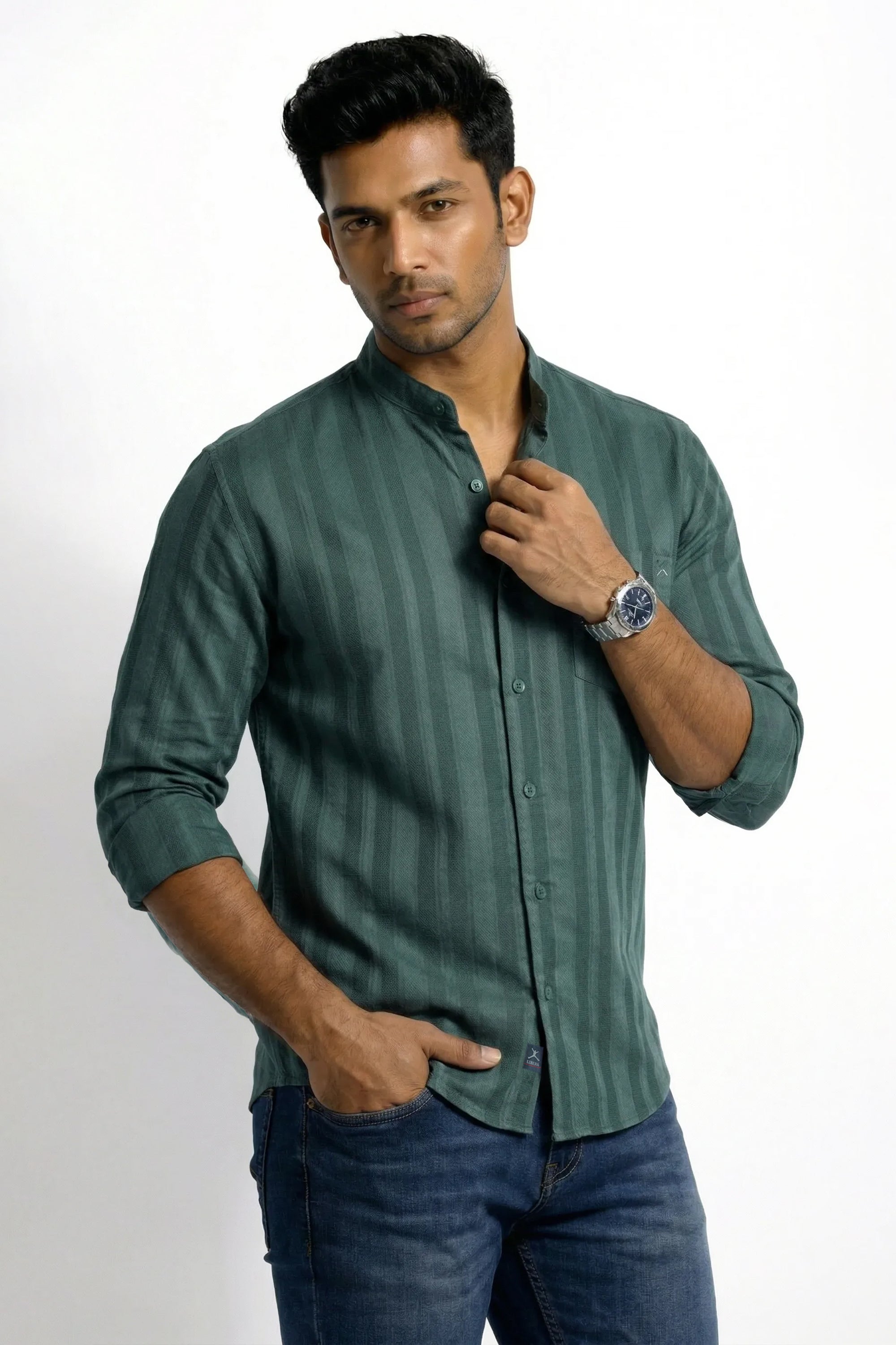 Slim Fit Cotton Plain L/S Shirt
