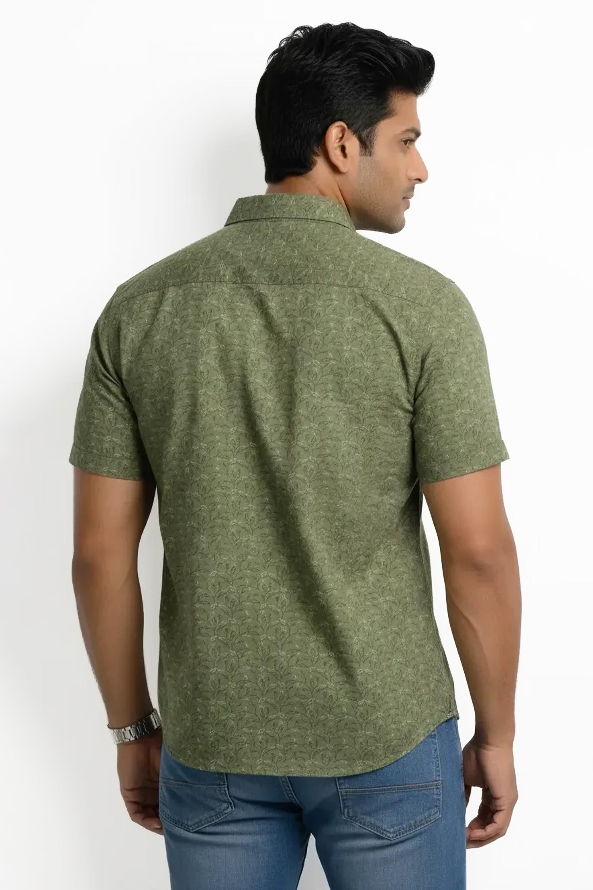 Slim Fit Cotton Printed S/S Shirt