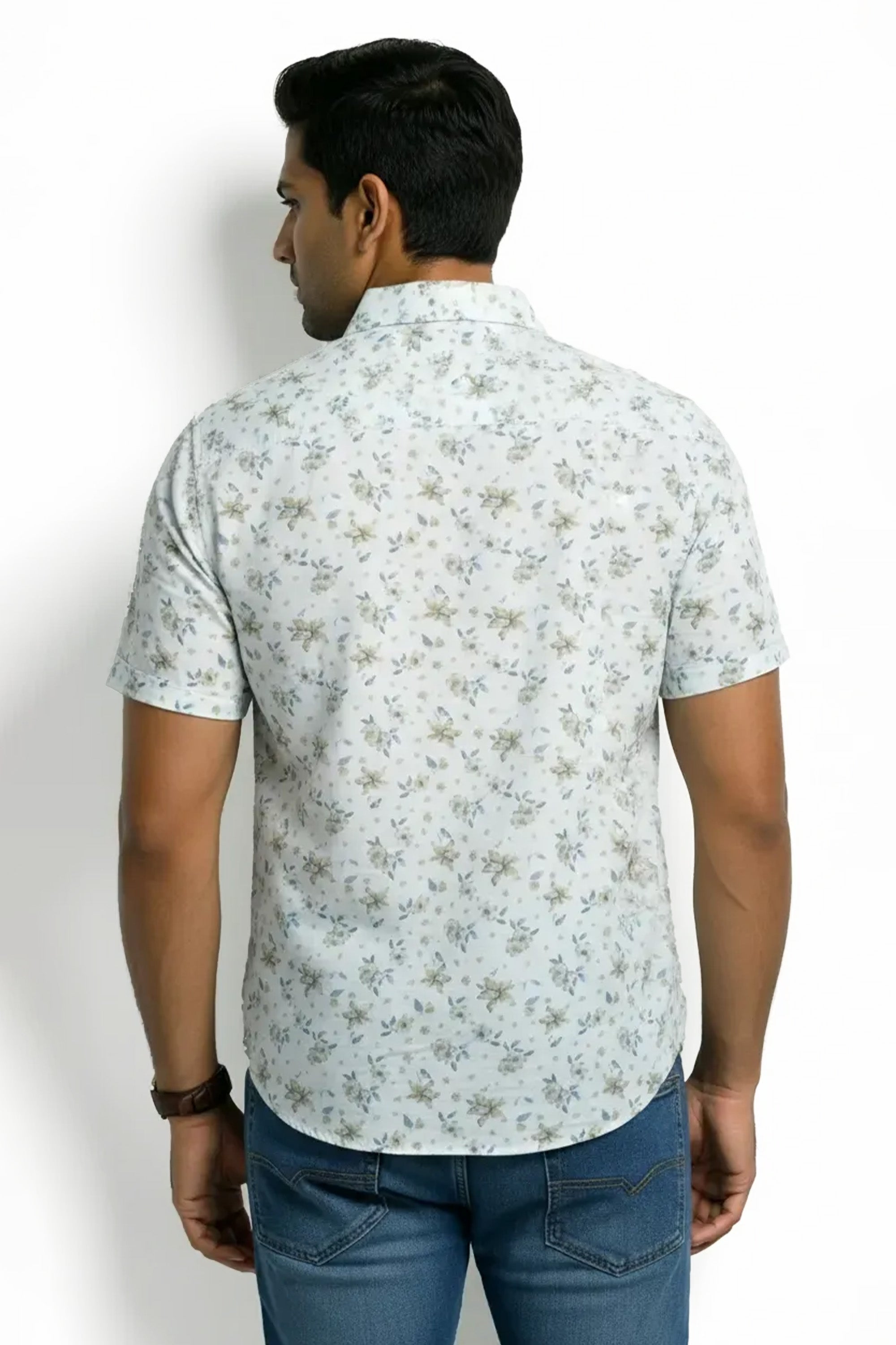Slim Fit Cotton Linen Printed L/S Shirt