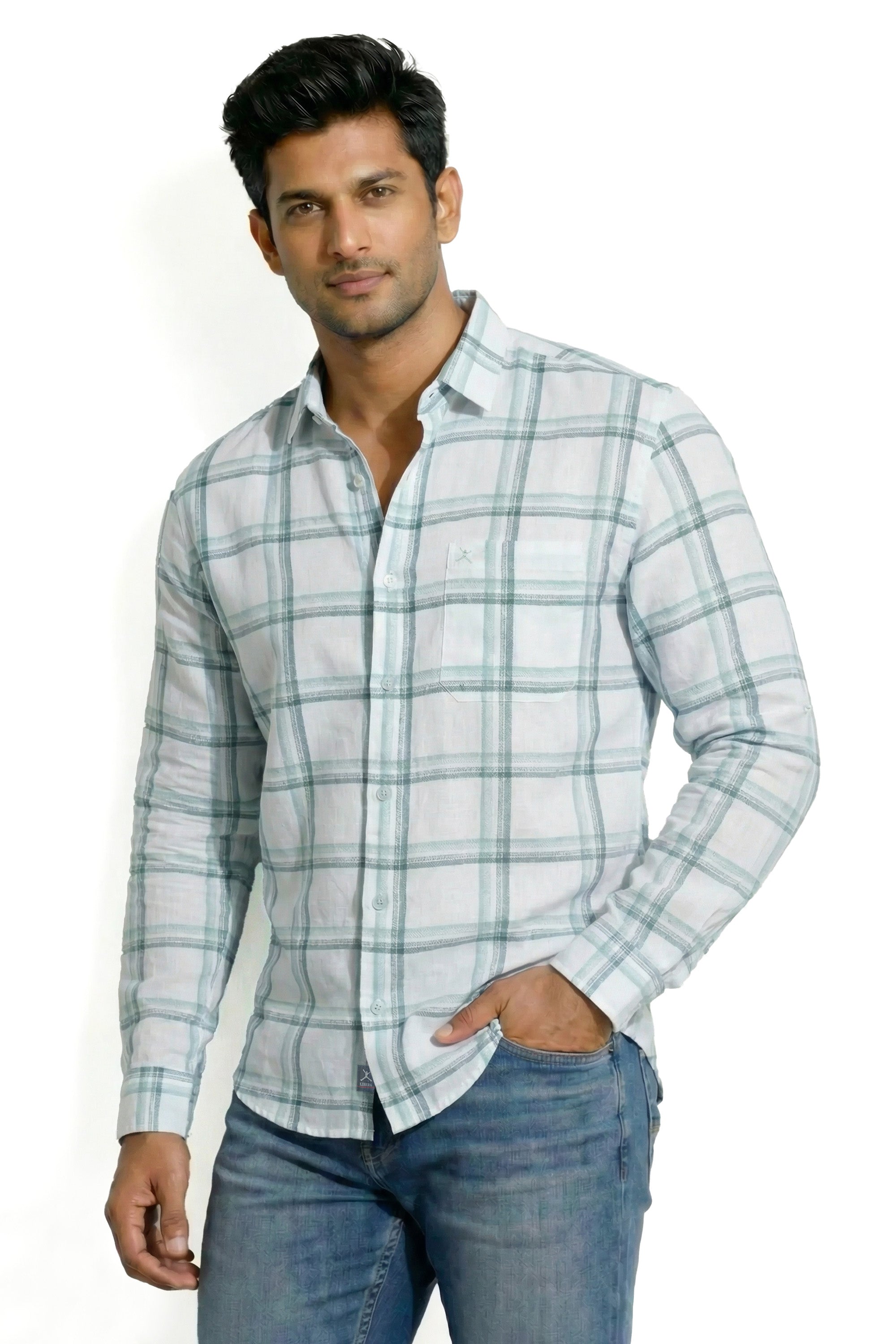 Slim Fit Cotton Checks L/S Shirt