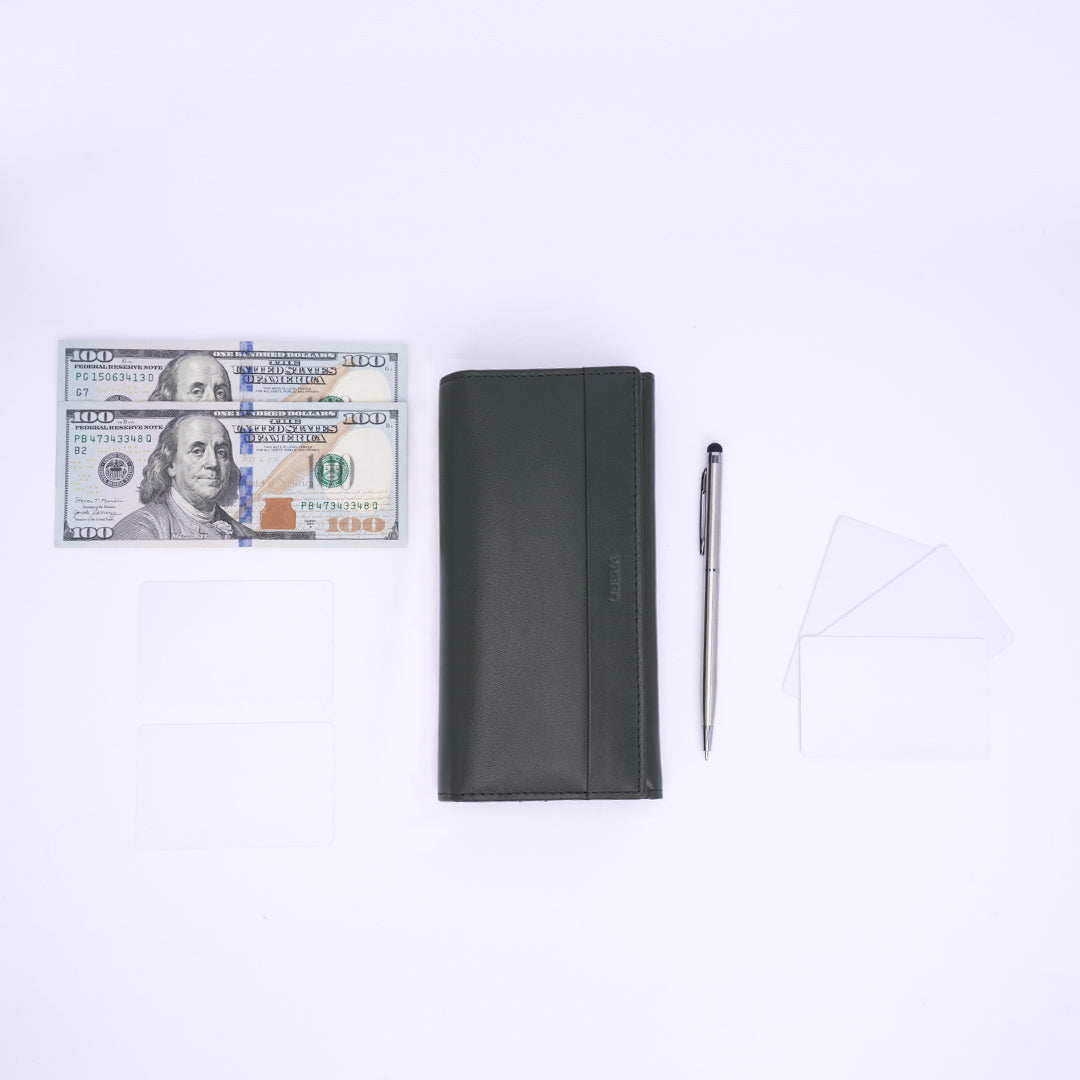 Genuine Leather Ladies Wallet - Olive Green