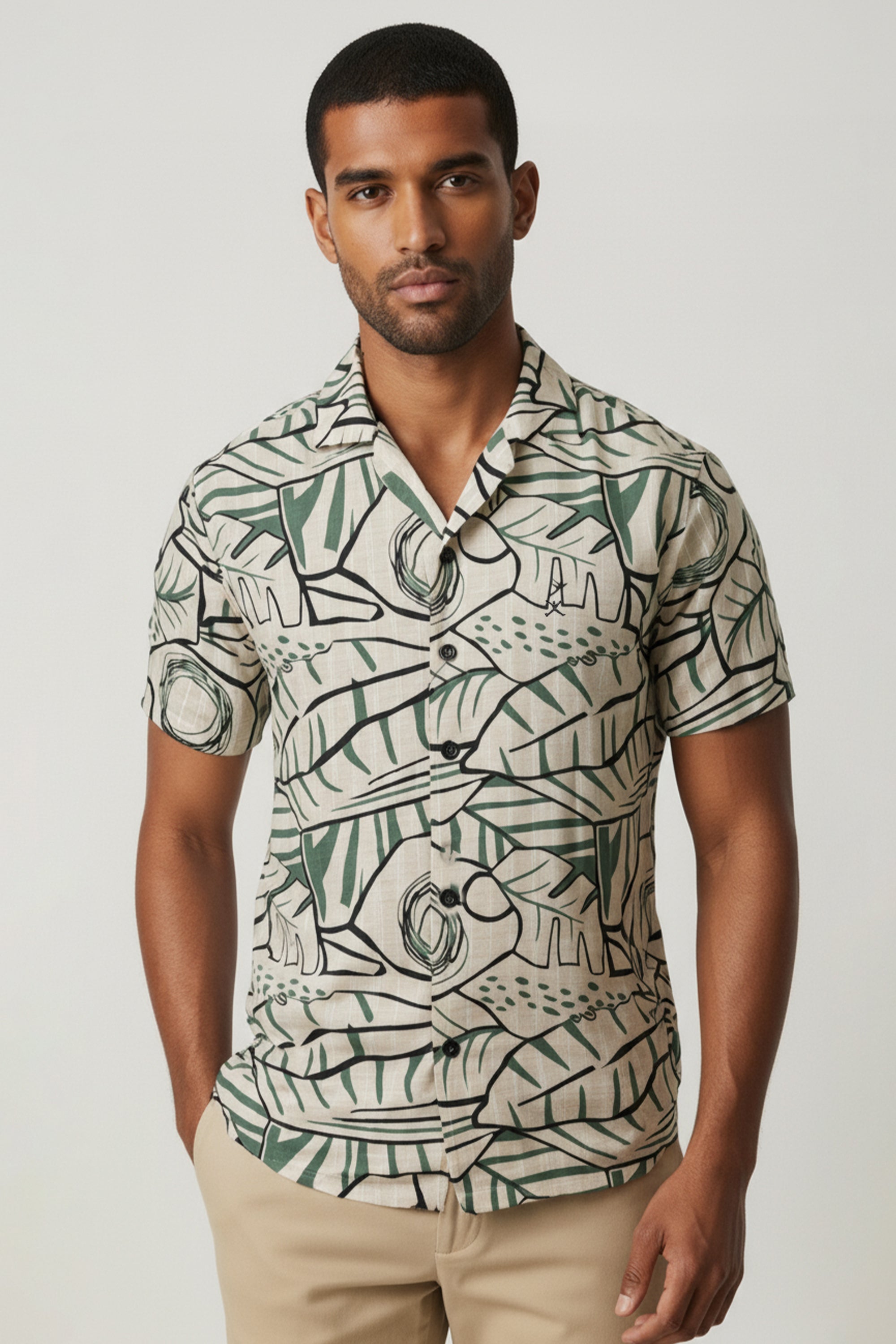 Slim Fit Abstract Printed S/S Shirt