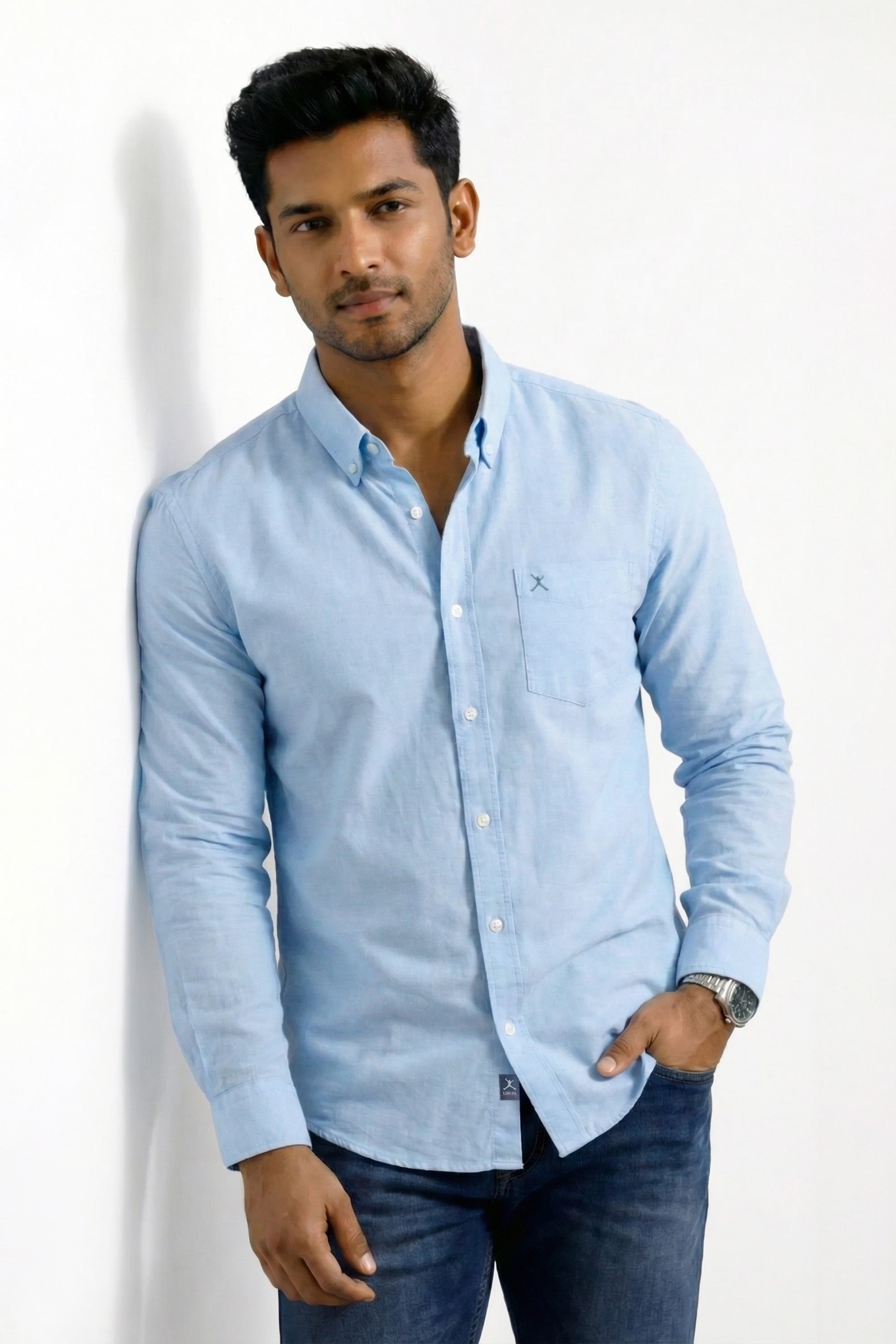 Slim Fit Cotton Plain L/S Shirt