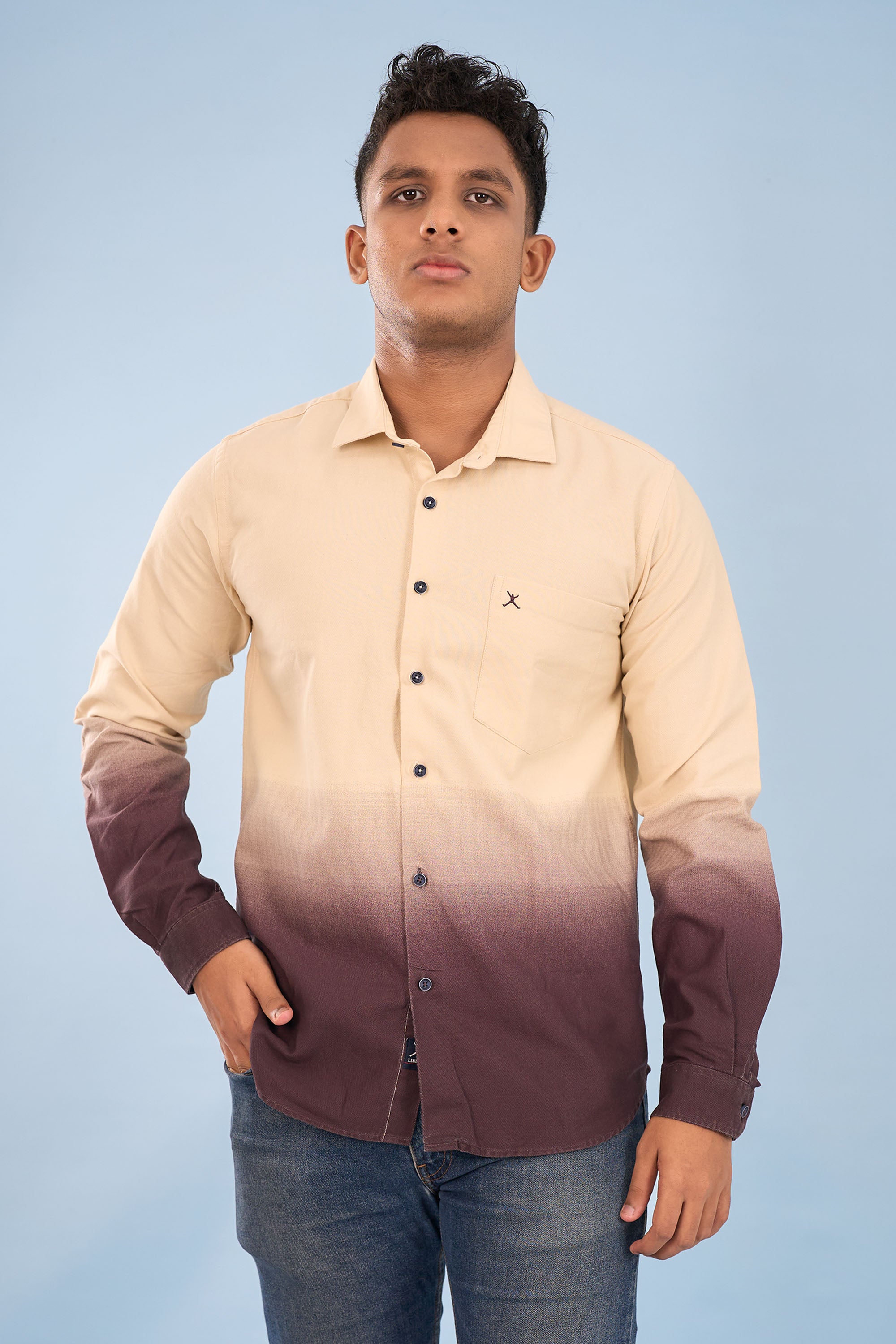 Slim Fit Ombre Plain Shirt - L/S