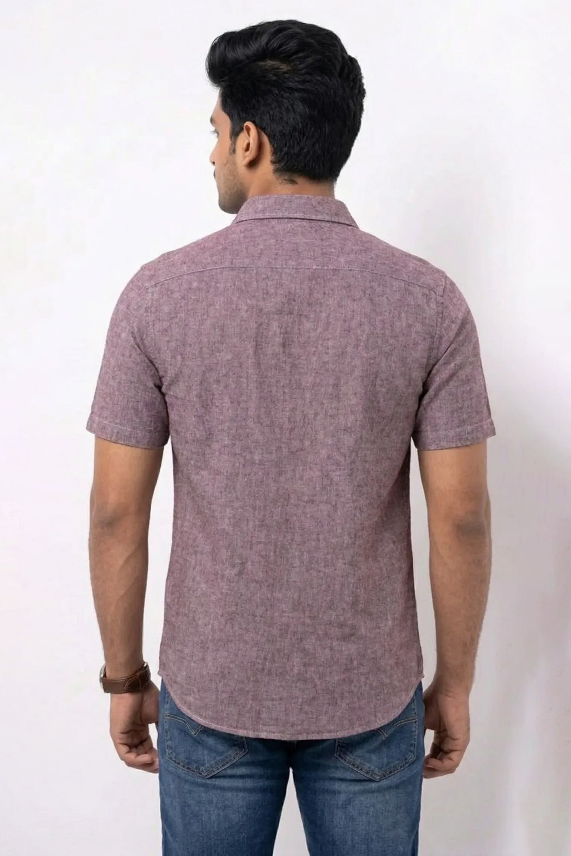 Slim Fit Cotton Linen Plain S/S Shirt