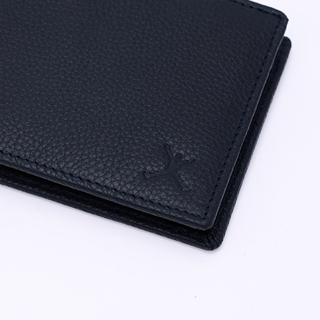 Genuine Leather RFID Wallet - Navy Blue