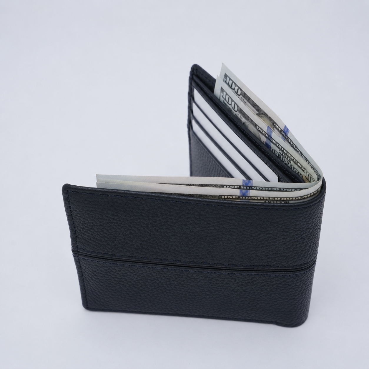 Genuine Leather RFID Wallet - Navy Blue