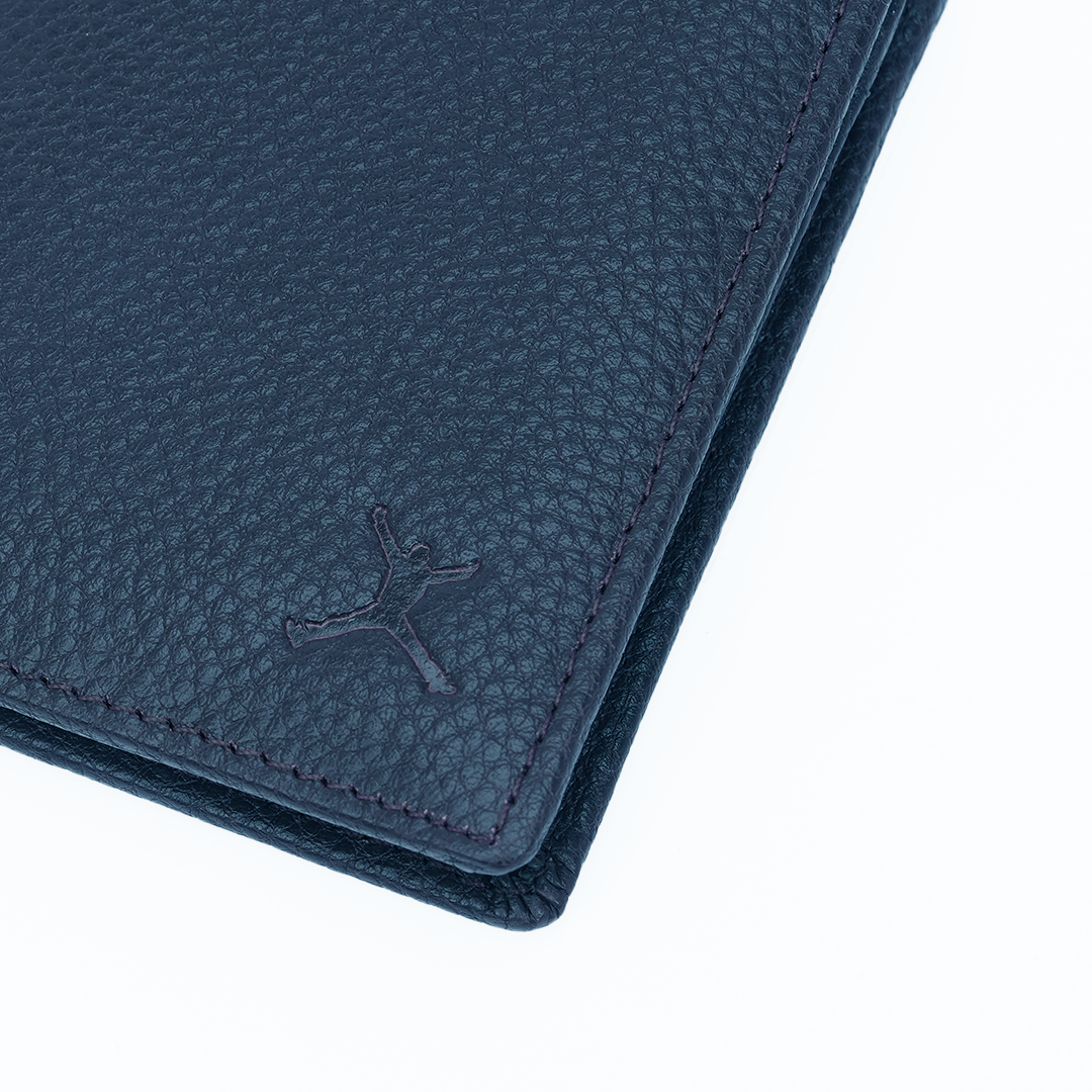 Genuine Pebbled Leather RFID Hip Wallet - Navy Blue