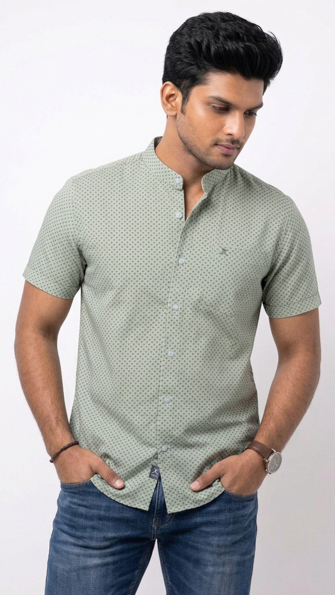 Slim Fit Cotton Printed S/S Shirt