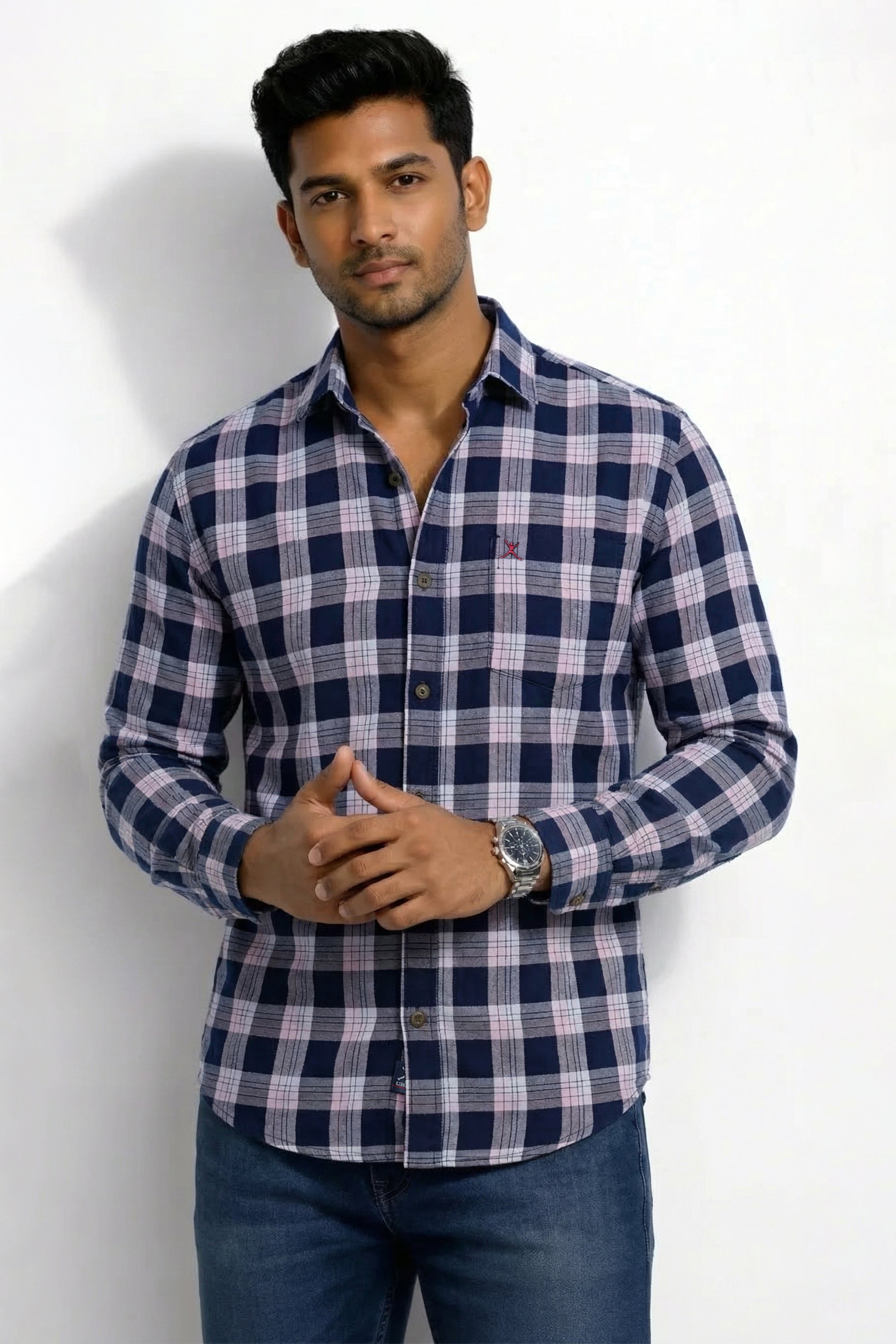 Slim Fit Cotton Checks L/S Shirt