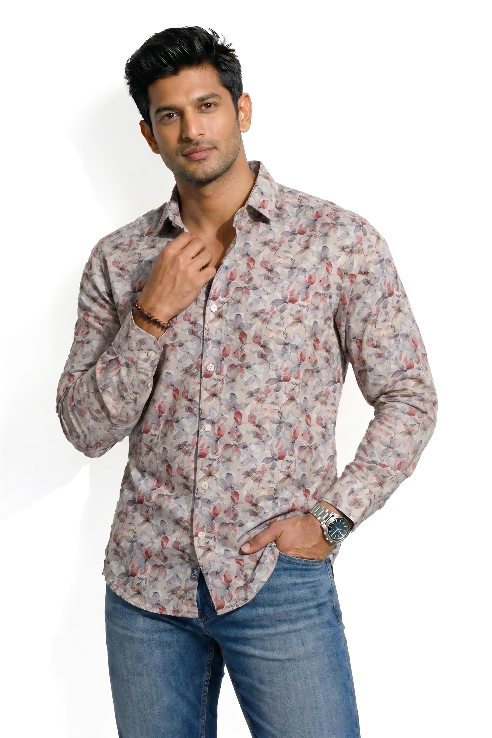 Slim Fit Cotton Printed L/S Shirt