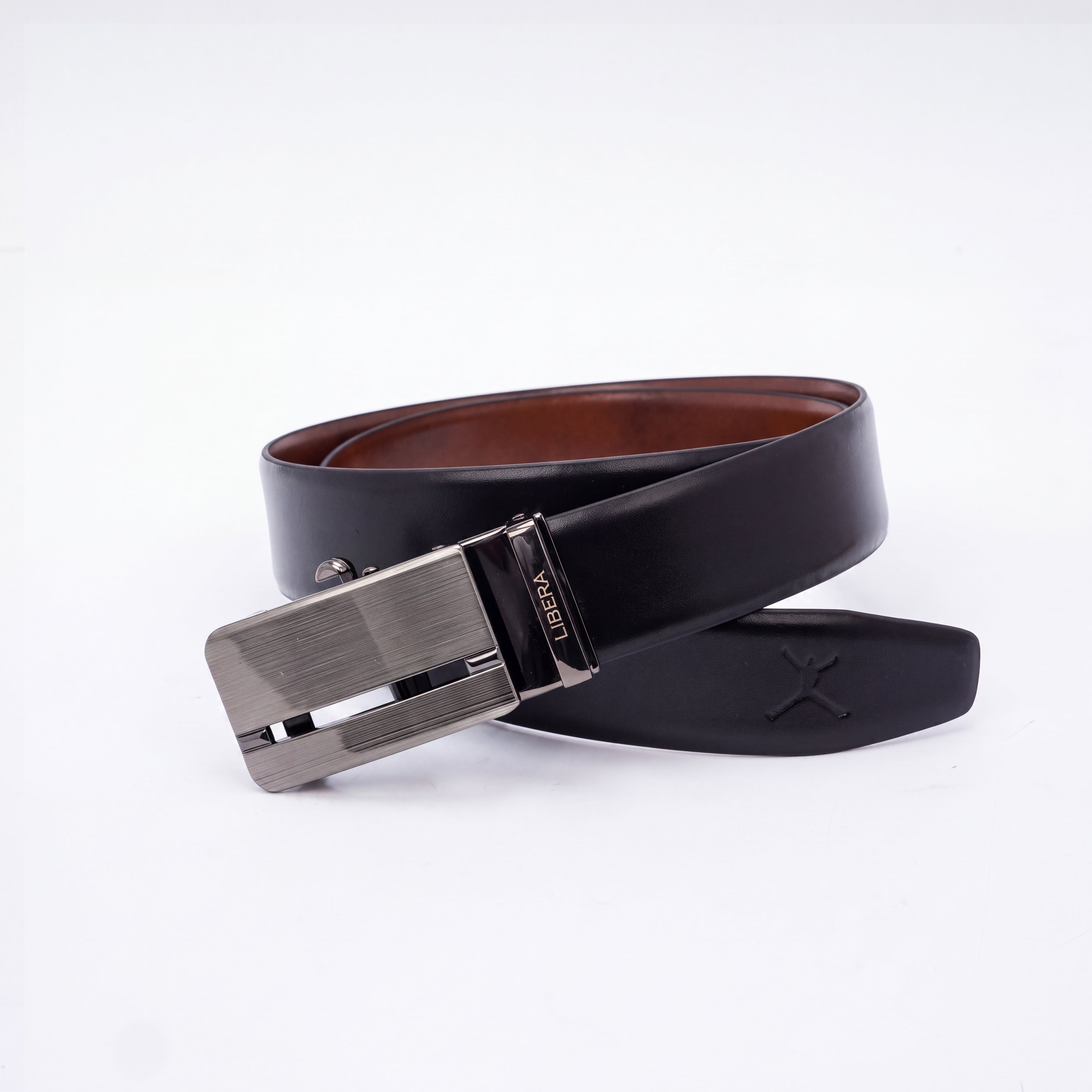 Italian Leather Auto Lock Belt - Black | Tan
