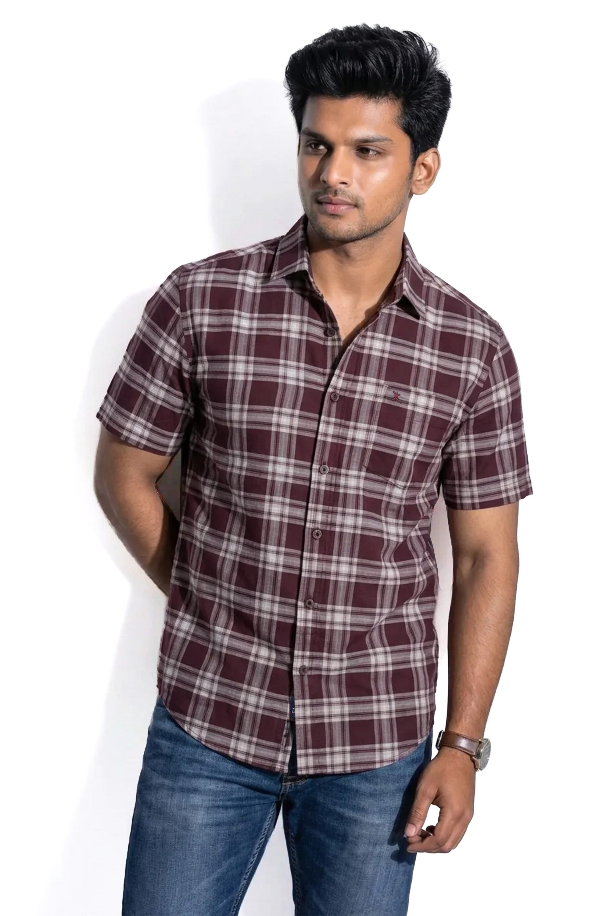 Slim Fit Cotton Checks S/S Shirt