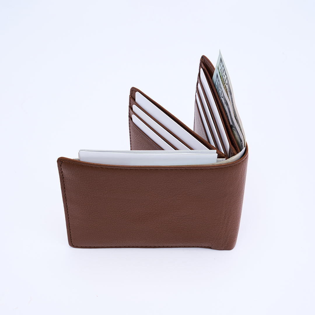 Genuine Leather RFID Wallet - Tan